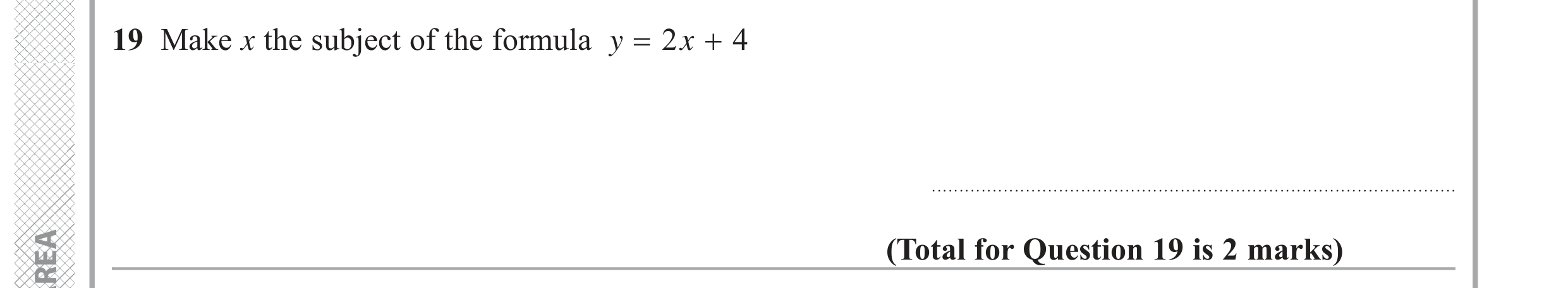 Question 19 — Formulae — Edexcel GCSE June 2019