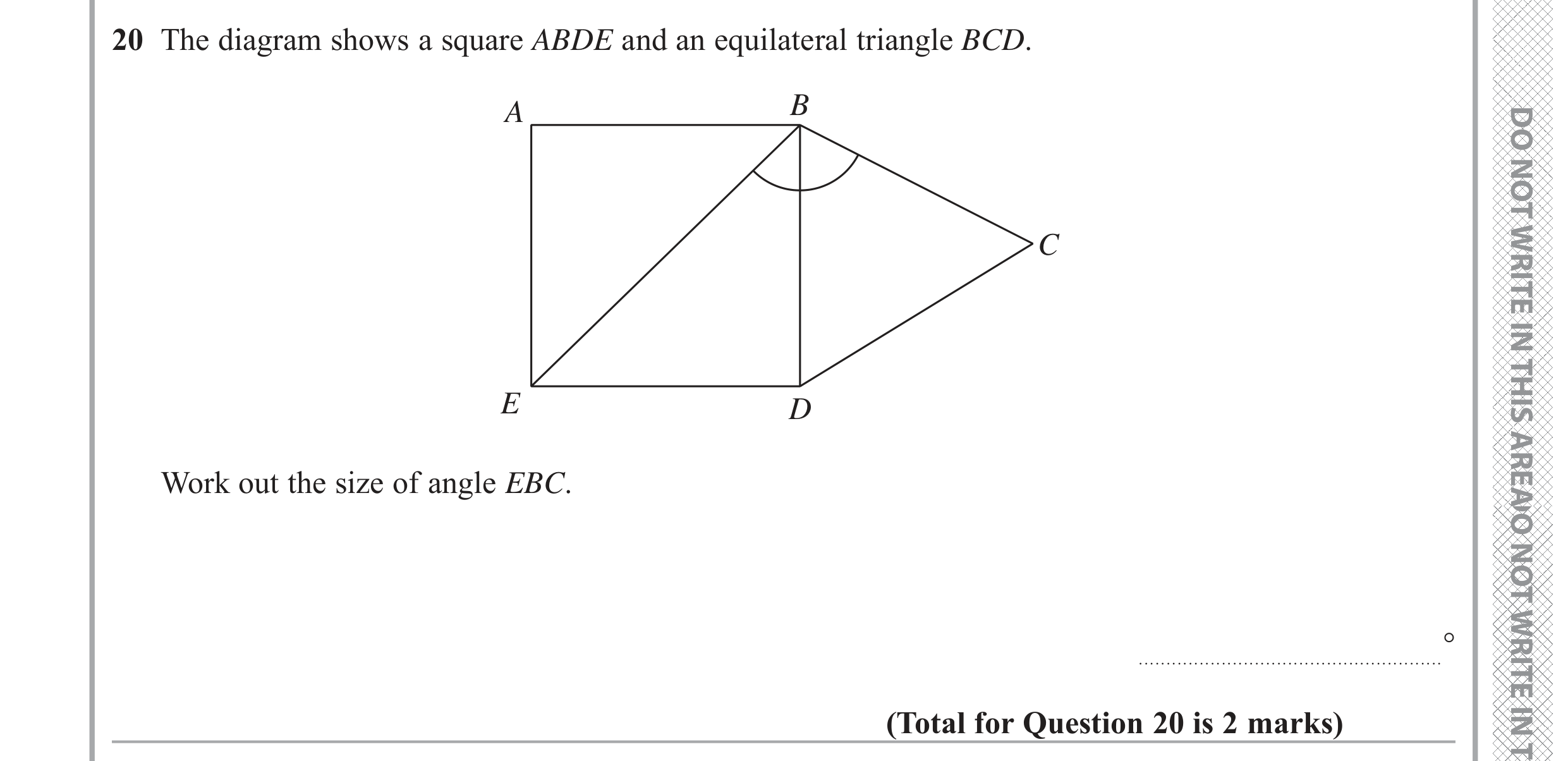 Question 20 — Angles — Edexcel GCSE June 2019
