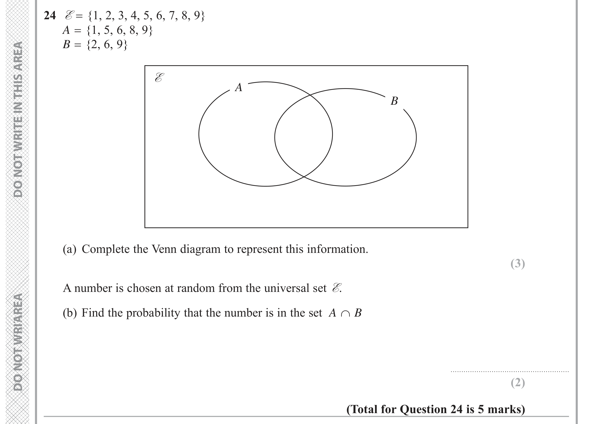 Question 24 — Set Notation, Probability — Edexcel GCSE June 2019