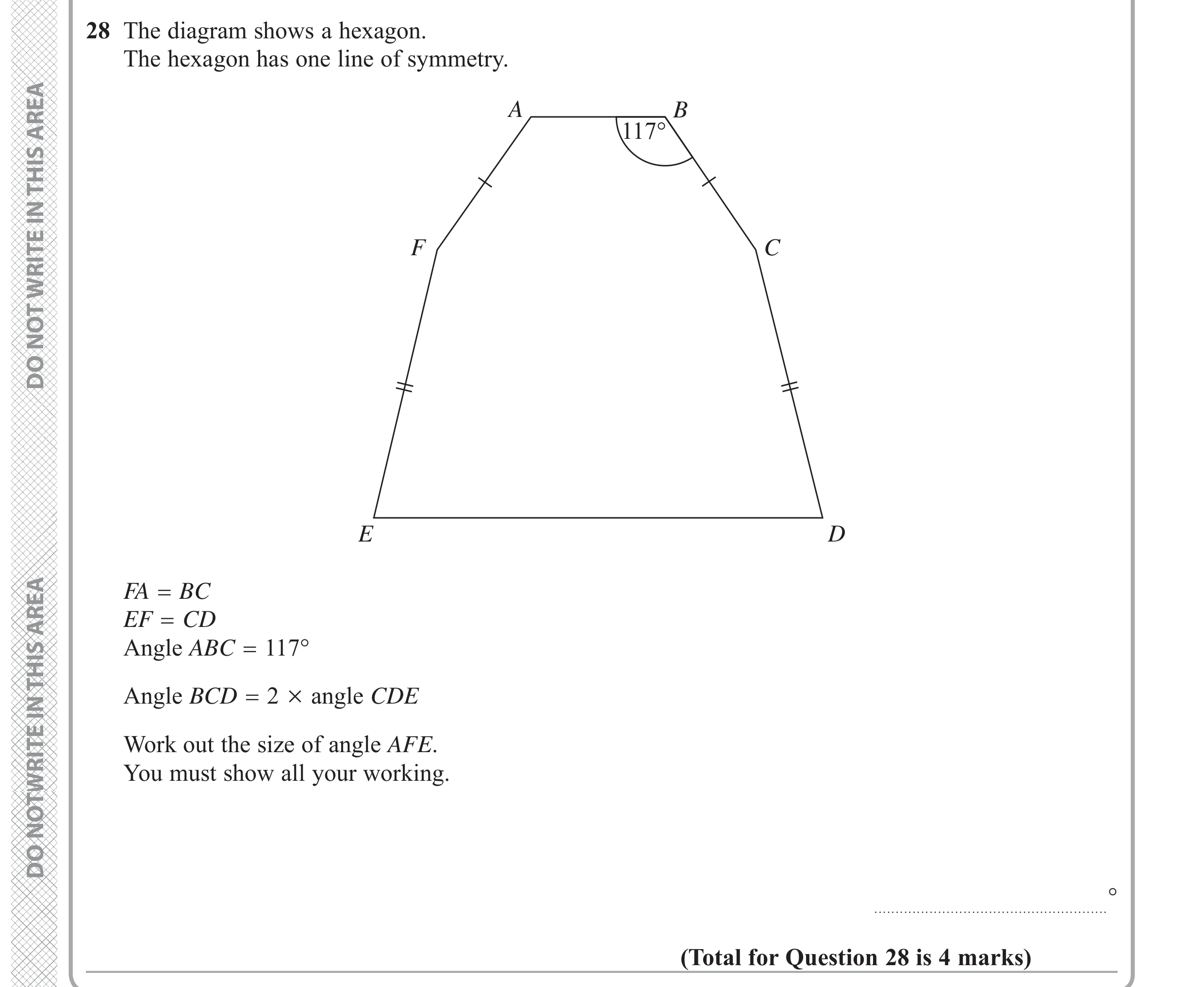 Question 28 — Angles — Edexcel GCSE June 2019