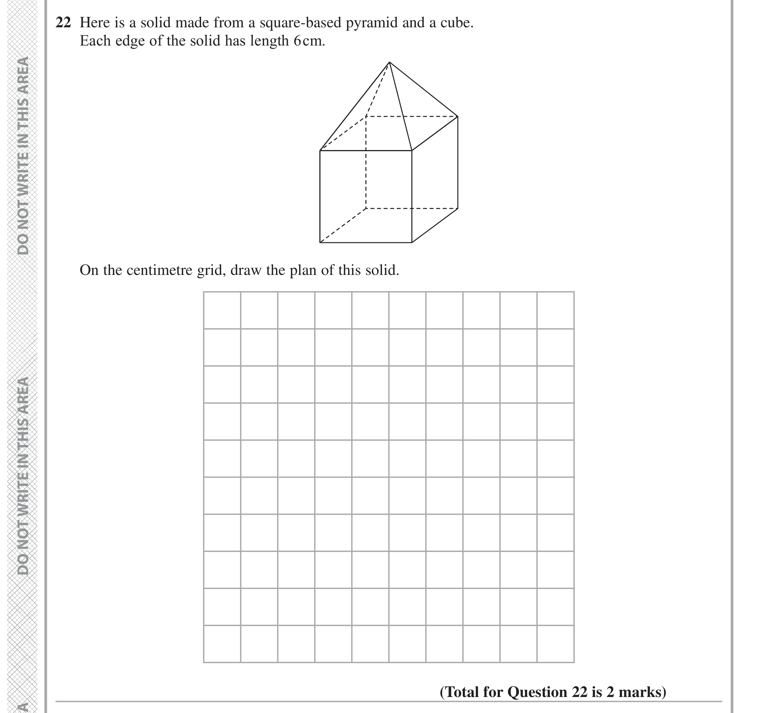 Question 22 — Elevations and Plans — Edexcel GCSE June 2020
