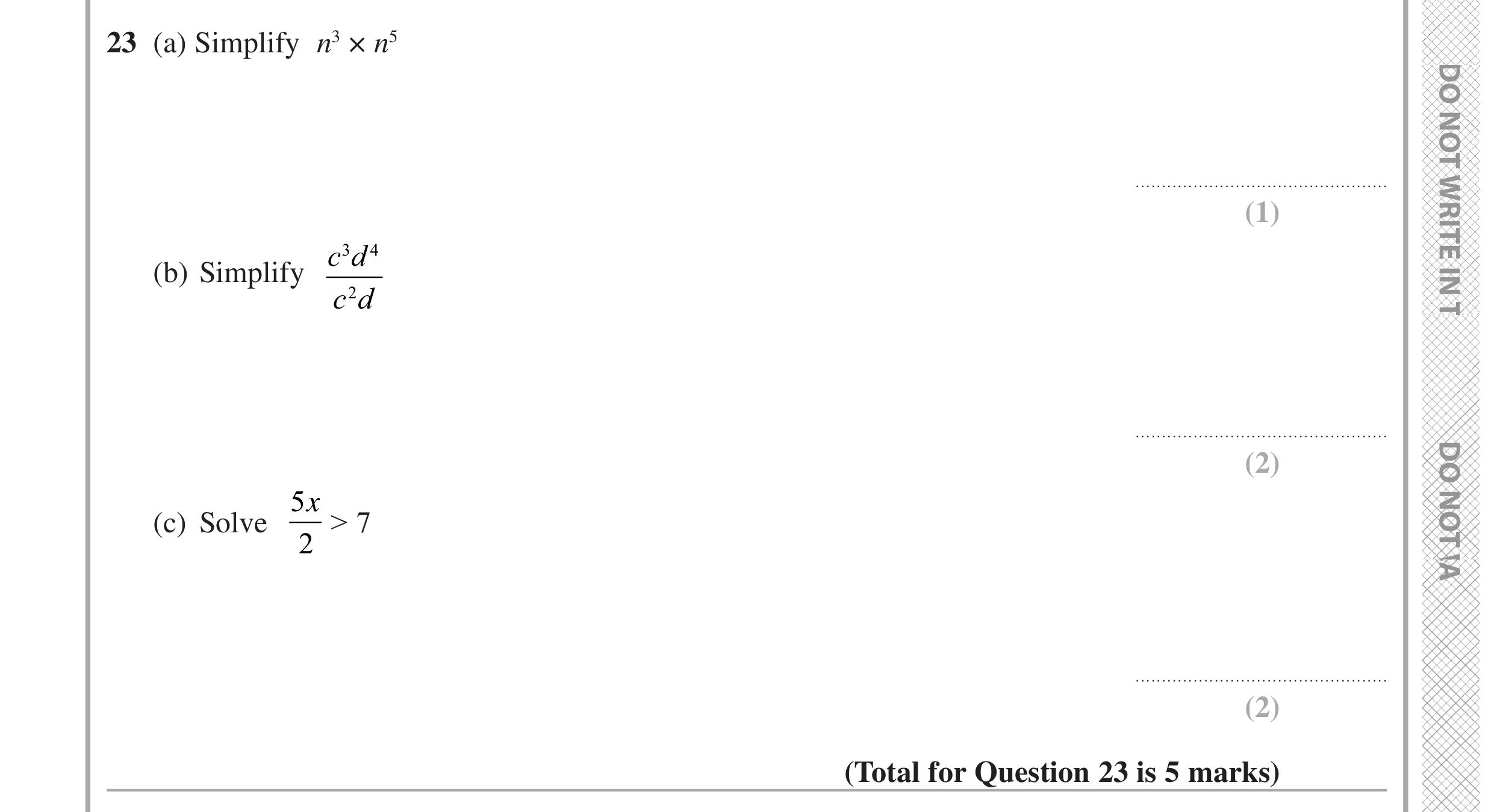 Question 23 — Powers, Inequalities — Edexcel GCSE June 2020