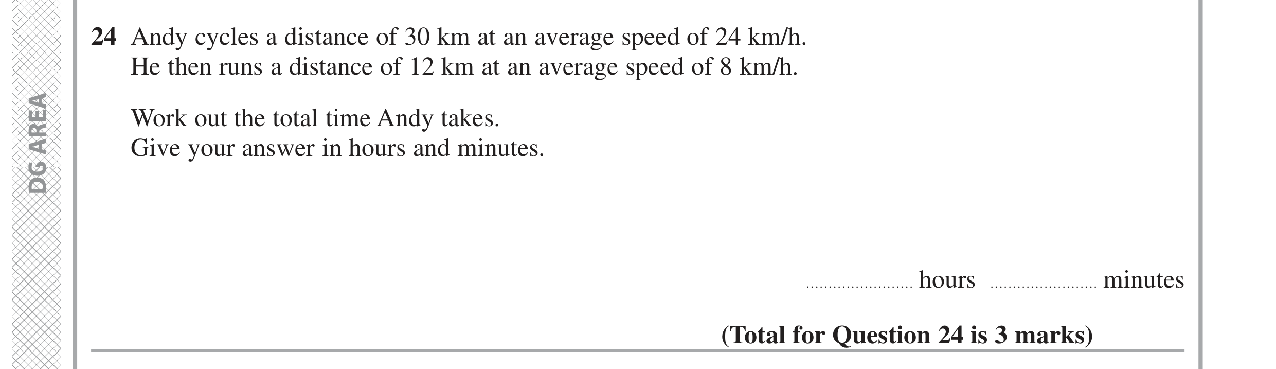 Question 24 — Speed/Distance/Time/Density/Pressure — Edexcel GCSE June 2020