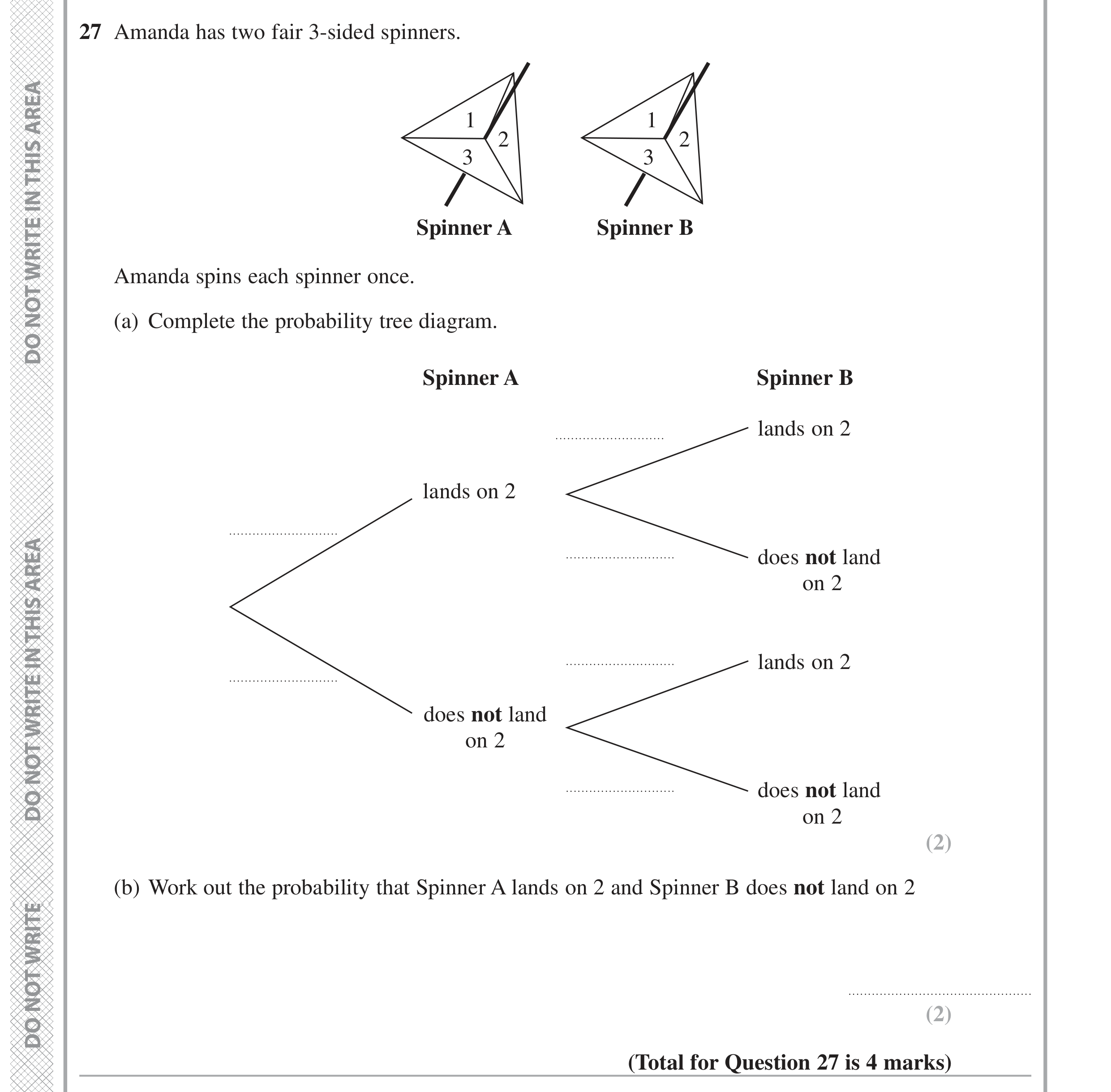 Question 27 — Probability — Edexcel GCSE June 2020
