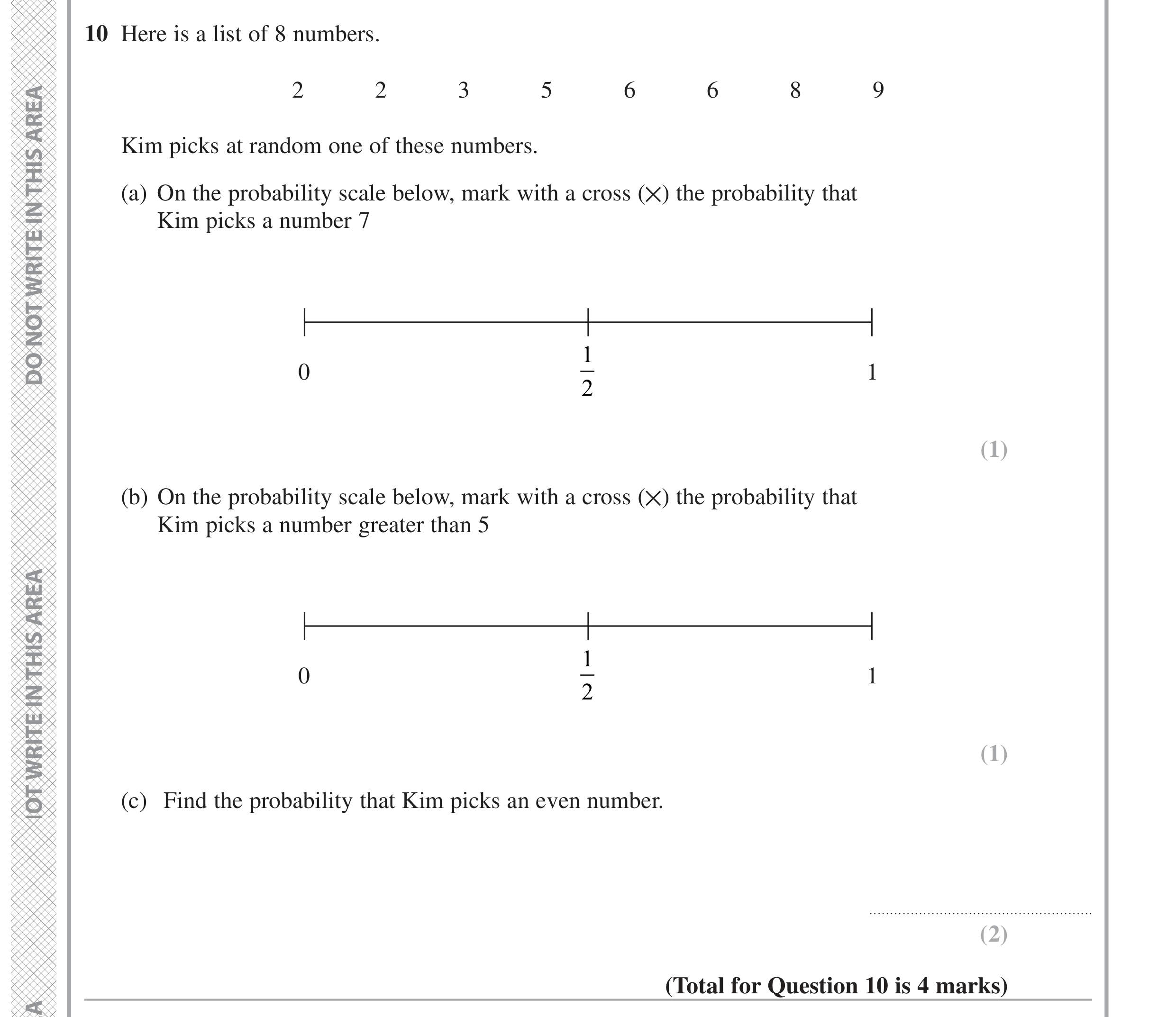 Question 10 — Probability — Edexcel GCSE June 2022