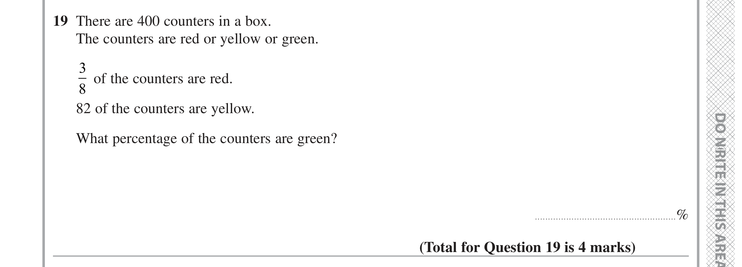 Question 19 — Percentages, Fractions — Edexcel GCSE June 2022
