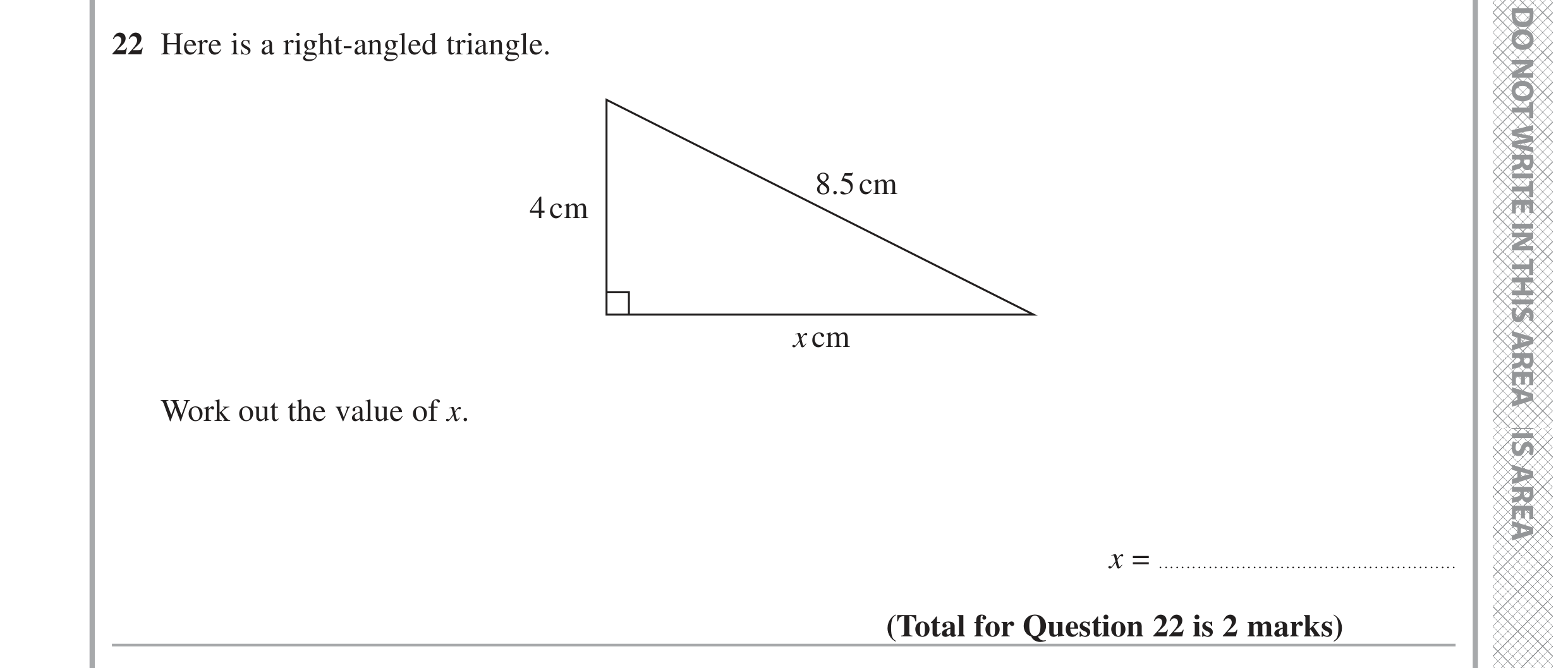 Question 22 — Pythagoras — Edexcel GCSE June 2022