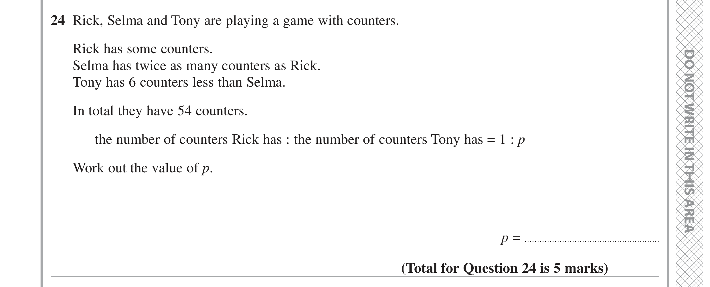 Question 24 — Ratios, Algebra — Edexcel GCSE June 2022