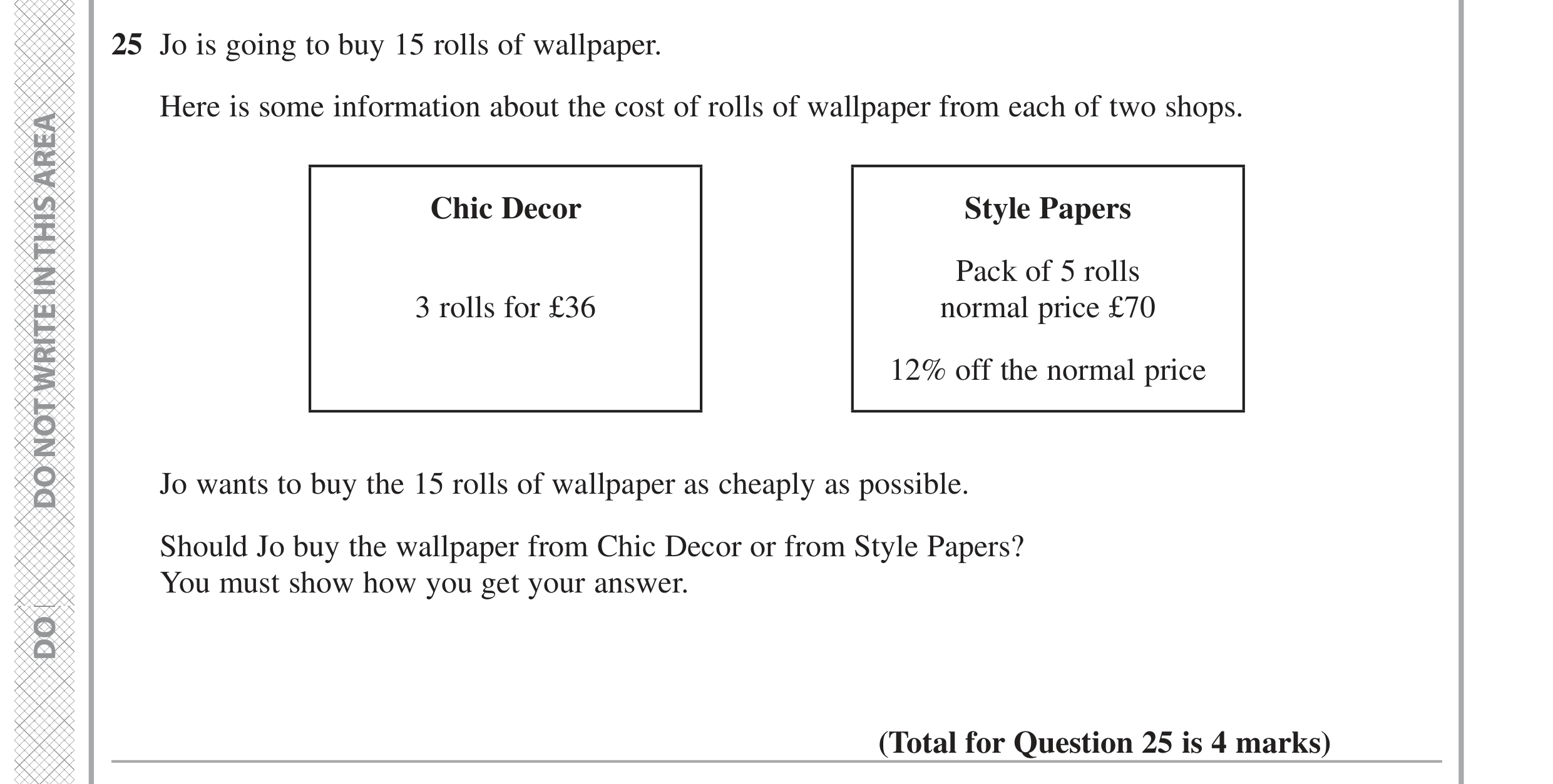 Question 25 — Money Problems, Percentages — Edexcel GCSE June 2022