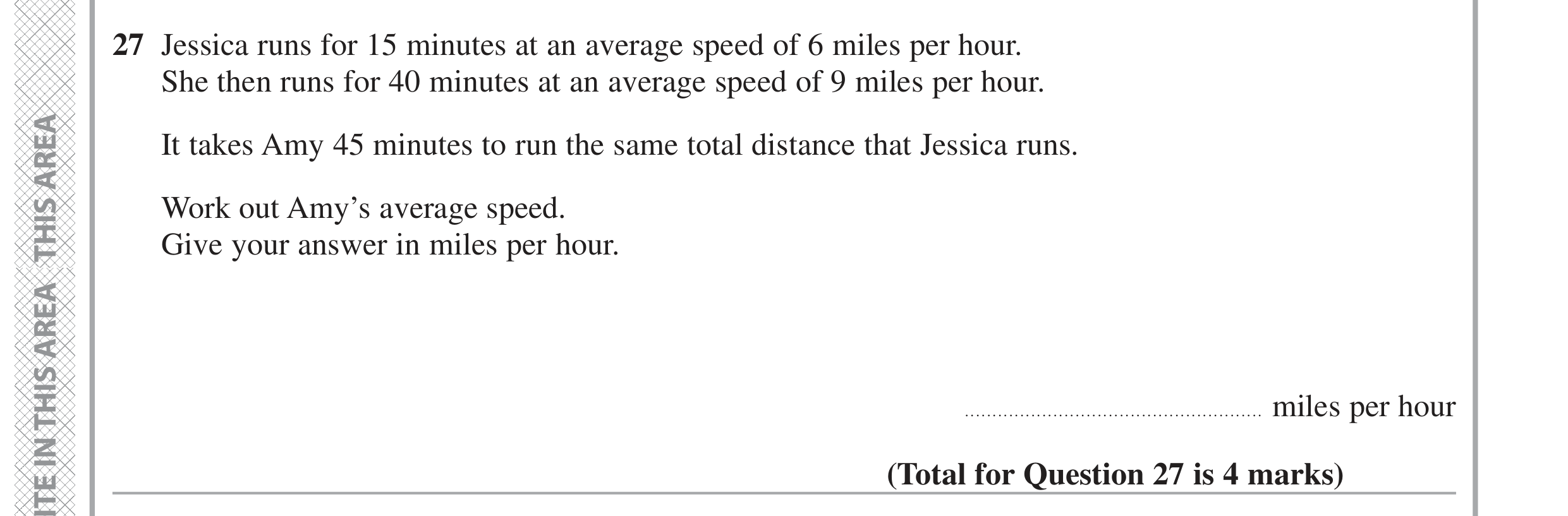 Question 27 — Speed/Distance/Time/Density/Pressure — Edexcel GCSE June 2022