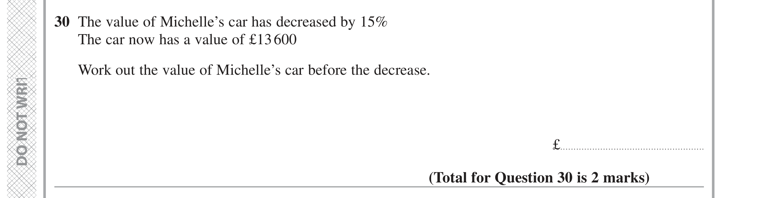 Question 30 — Percentages — Edexcel GCSE June 2022