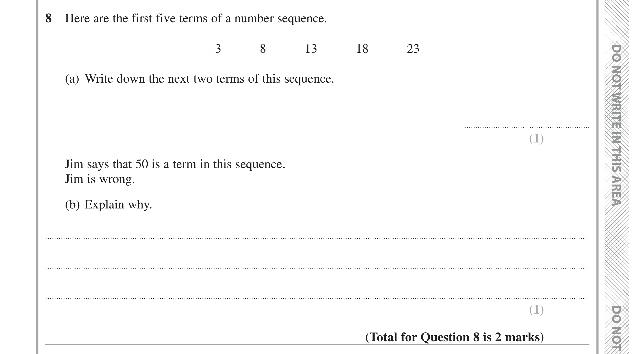 Question 8 — Sequences — Edexcel GCSE June 2022