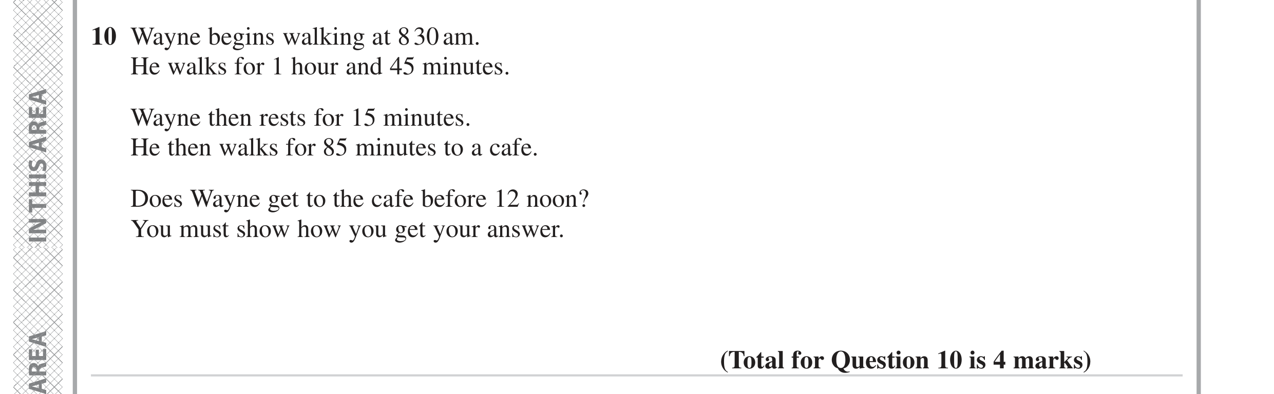 Question 10 — Time Questions — Edexcel GCSE June 2023