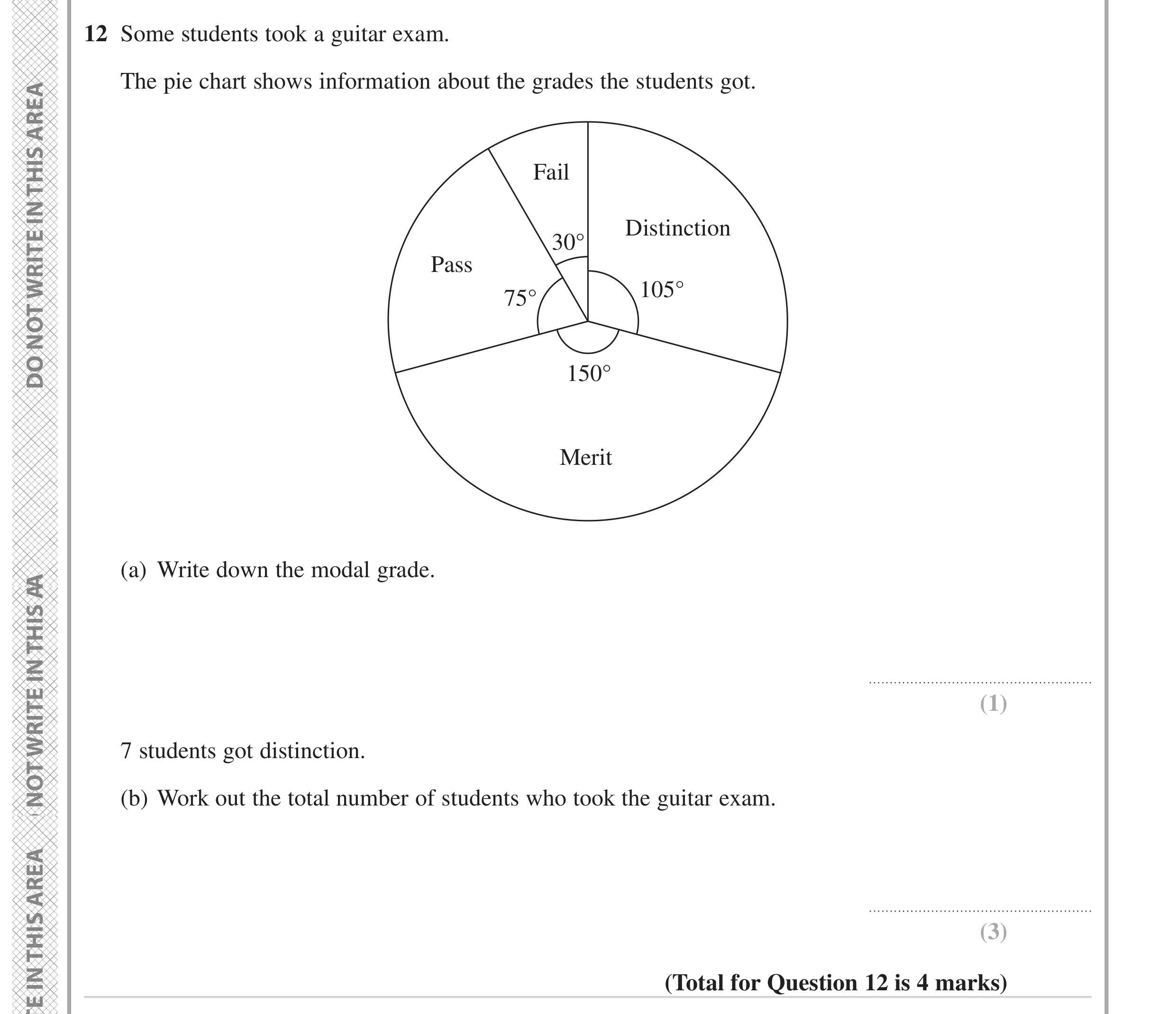Question 12 — Pie Chart — Edexcel GCSE June 2023