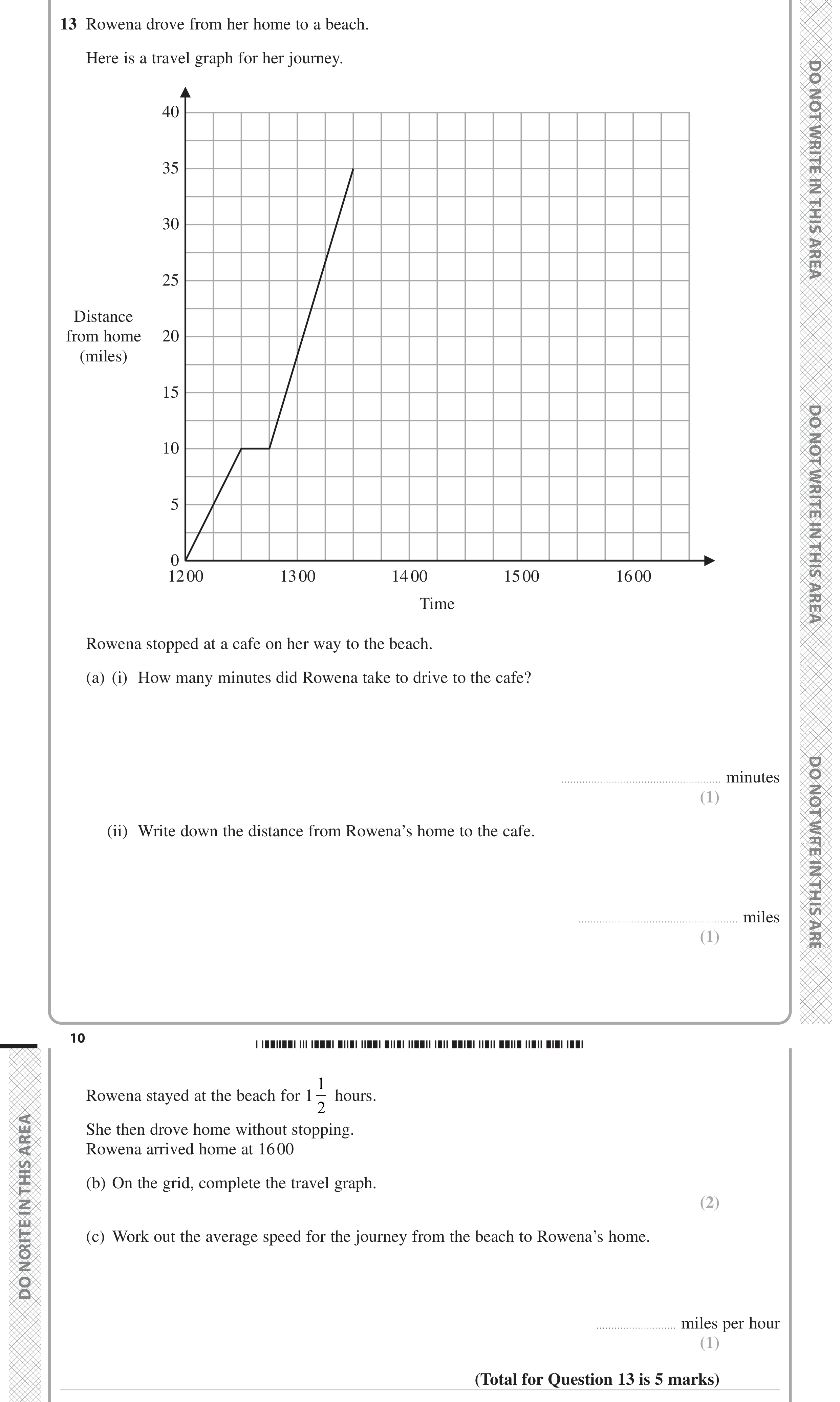 Question 13 — Interpreting Graphs, Speed/Distance/Time/Density/Pressure — Edexcel GCSE June 2023