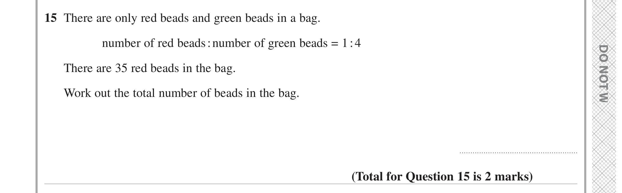 Question 15 — Ratios — Edexcel GCSE June 2023