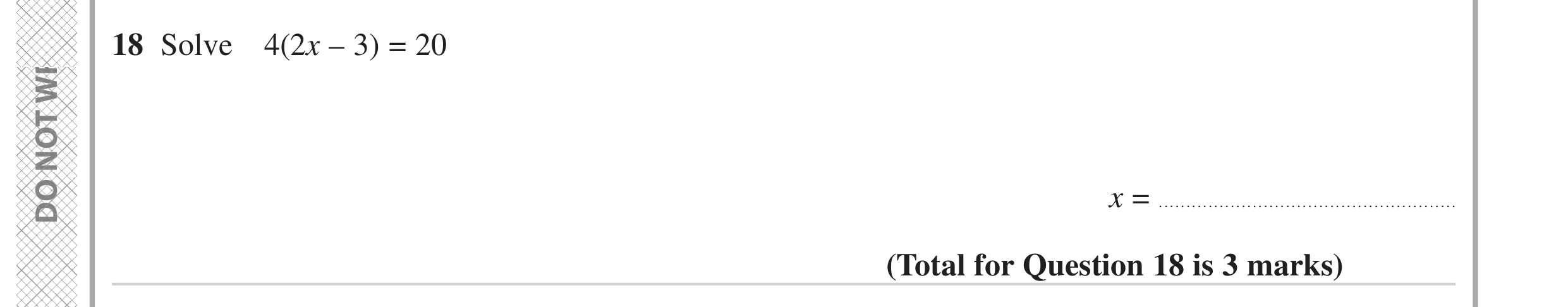 Question 18 — Linear Equations — Edexcel GCSE June 2023