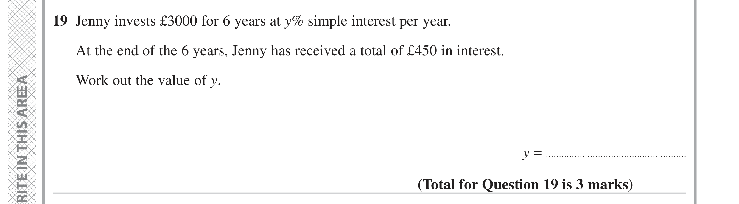 Question 19 — Simple Interest — Edexcel GCSE June 2023