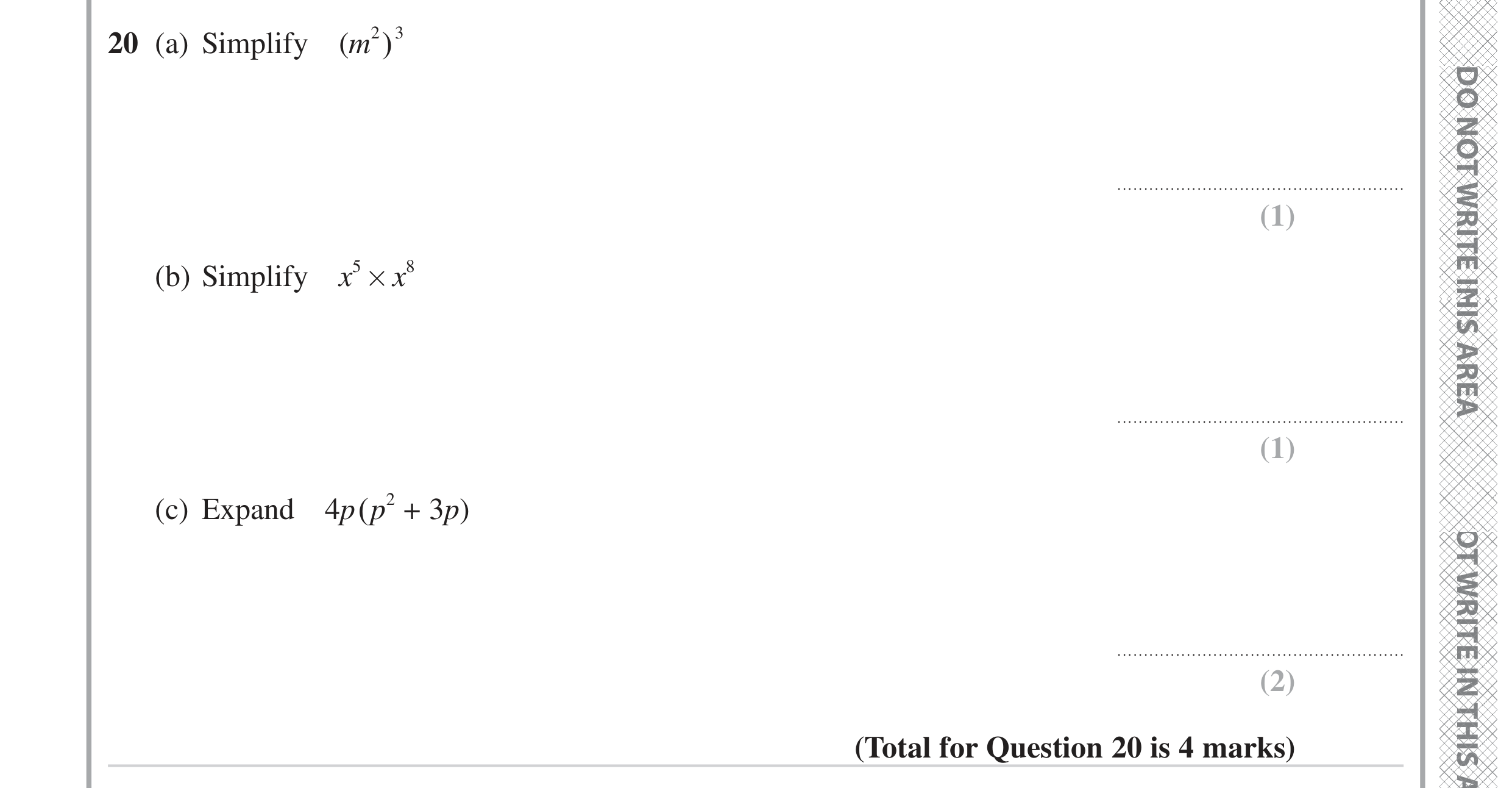 Question 20 — Powers, Factorise/Expand/Simplify — Edexcel GCSE June 2023