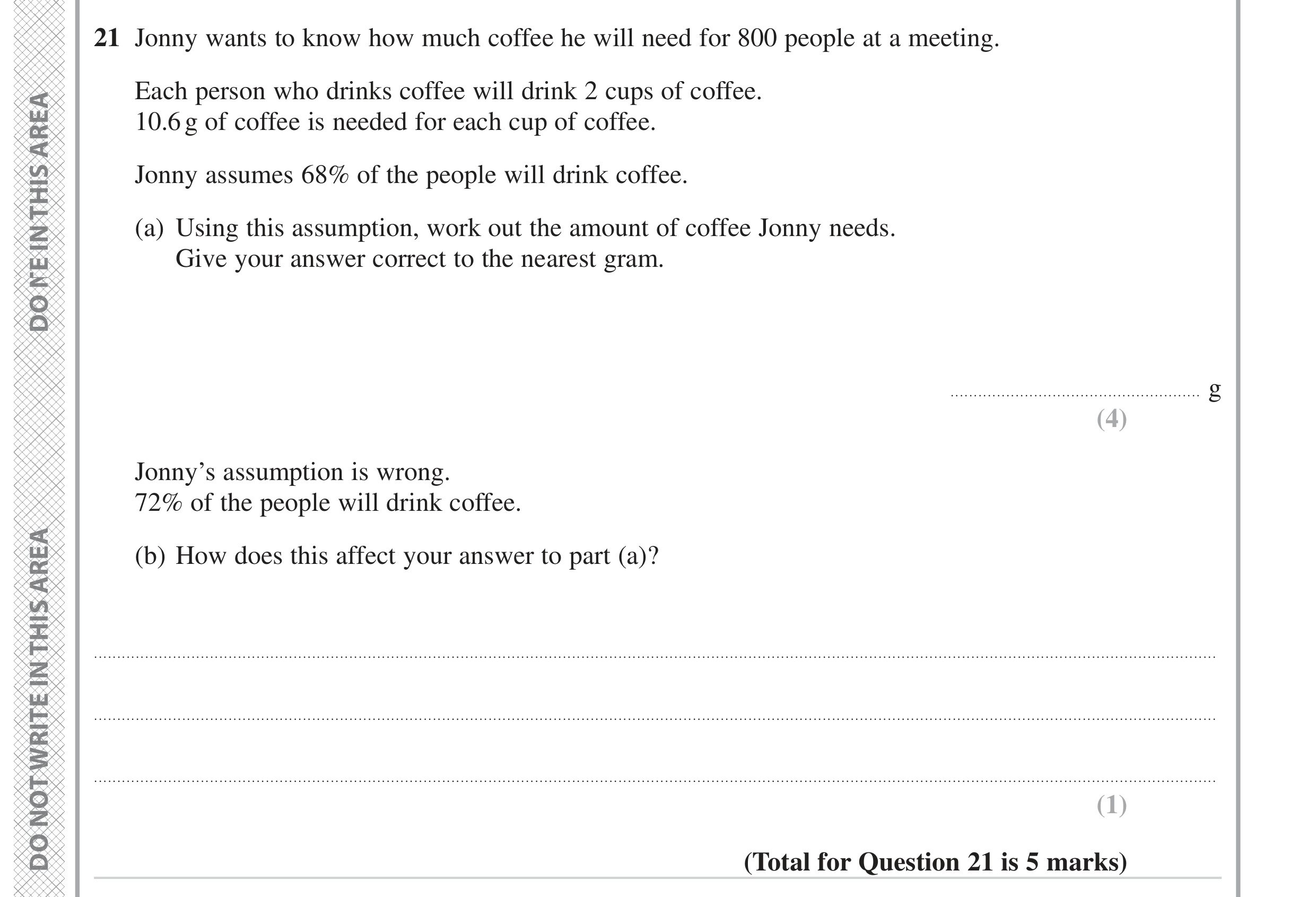 Question 21 — Percentages, Stray — Edexcel GCSE June 2023