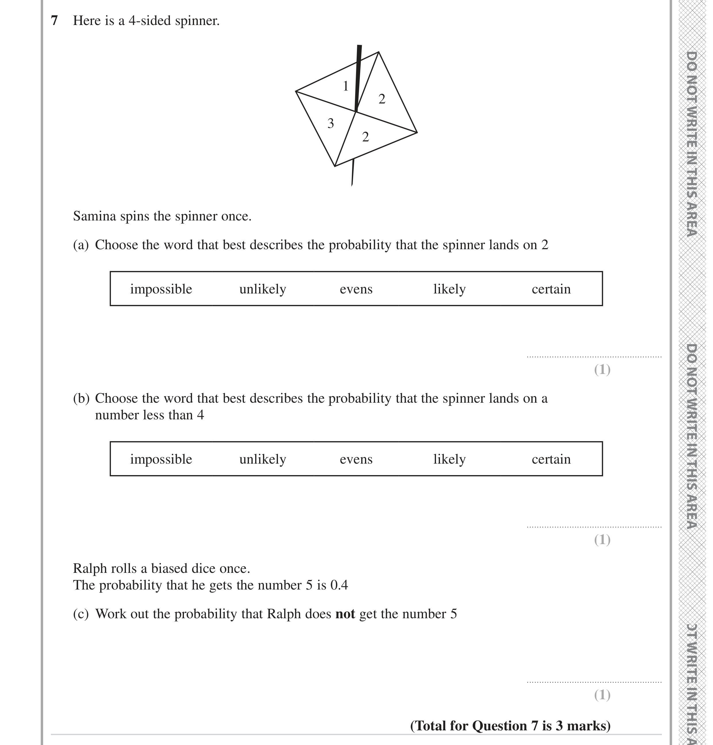 Question 7 — Probability — Edexcel GCSE June 2023