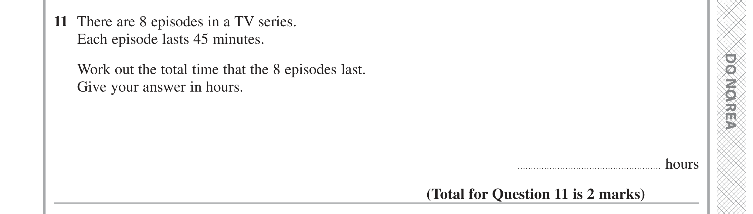 Question 11 — Time Questions — Edexcel GCSE June 2024