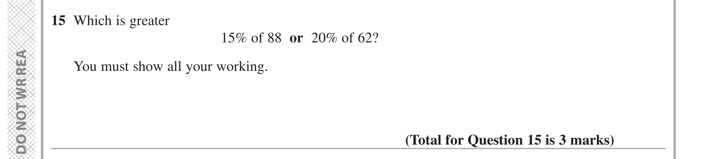 Question 15 — Percentages — Edexcel GCSE June 2024