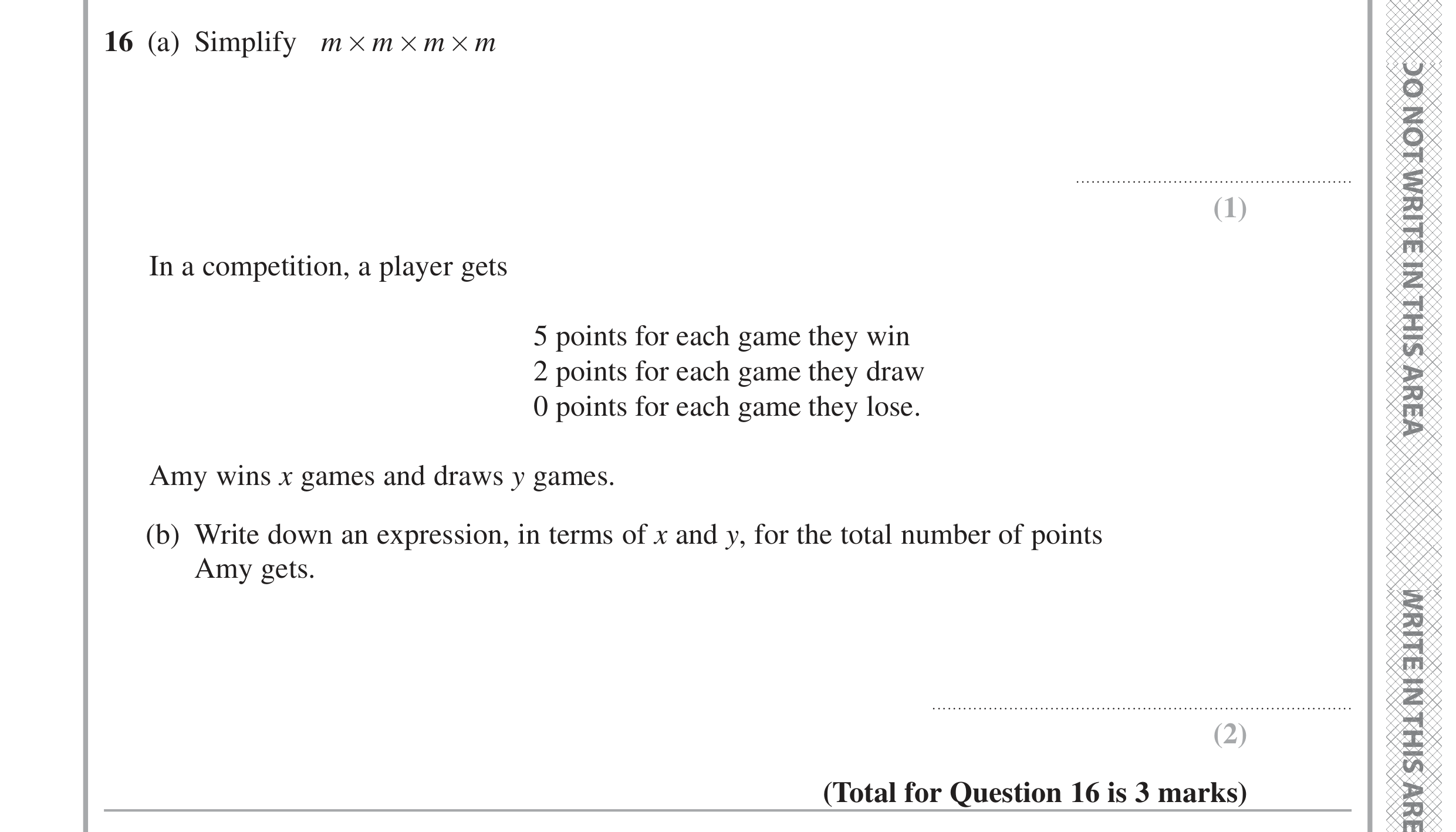 Question 16 — Factorise/Expand/Simplify, Formulae — Edexcel GCSE June 2024