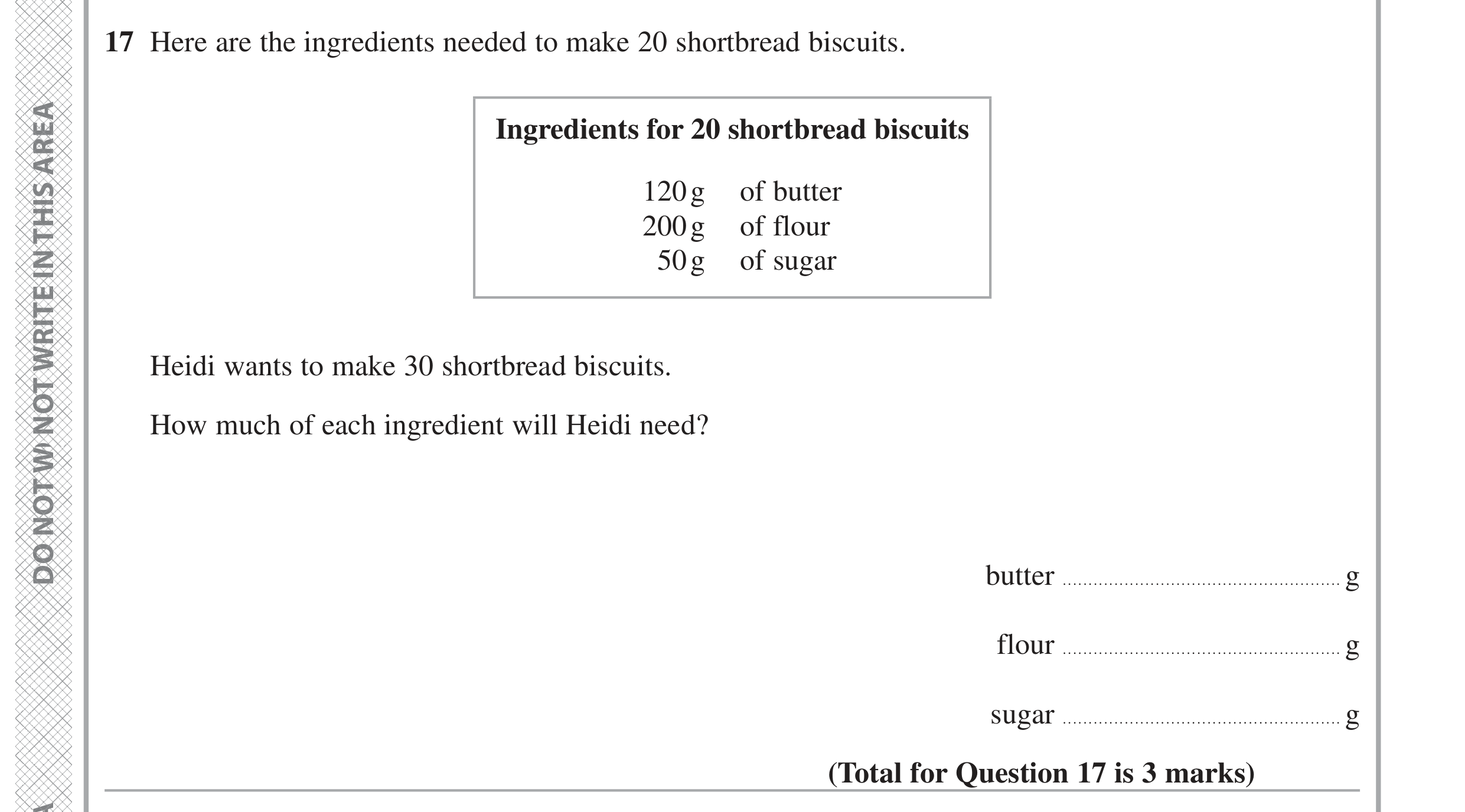 Question 17 — Recipes — Edexcel GCSE June 2024