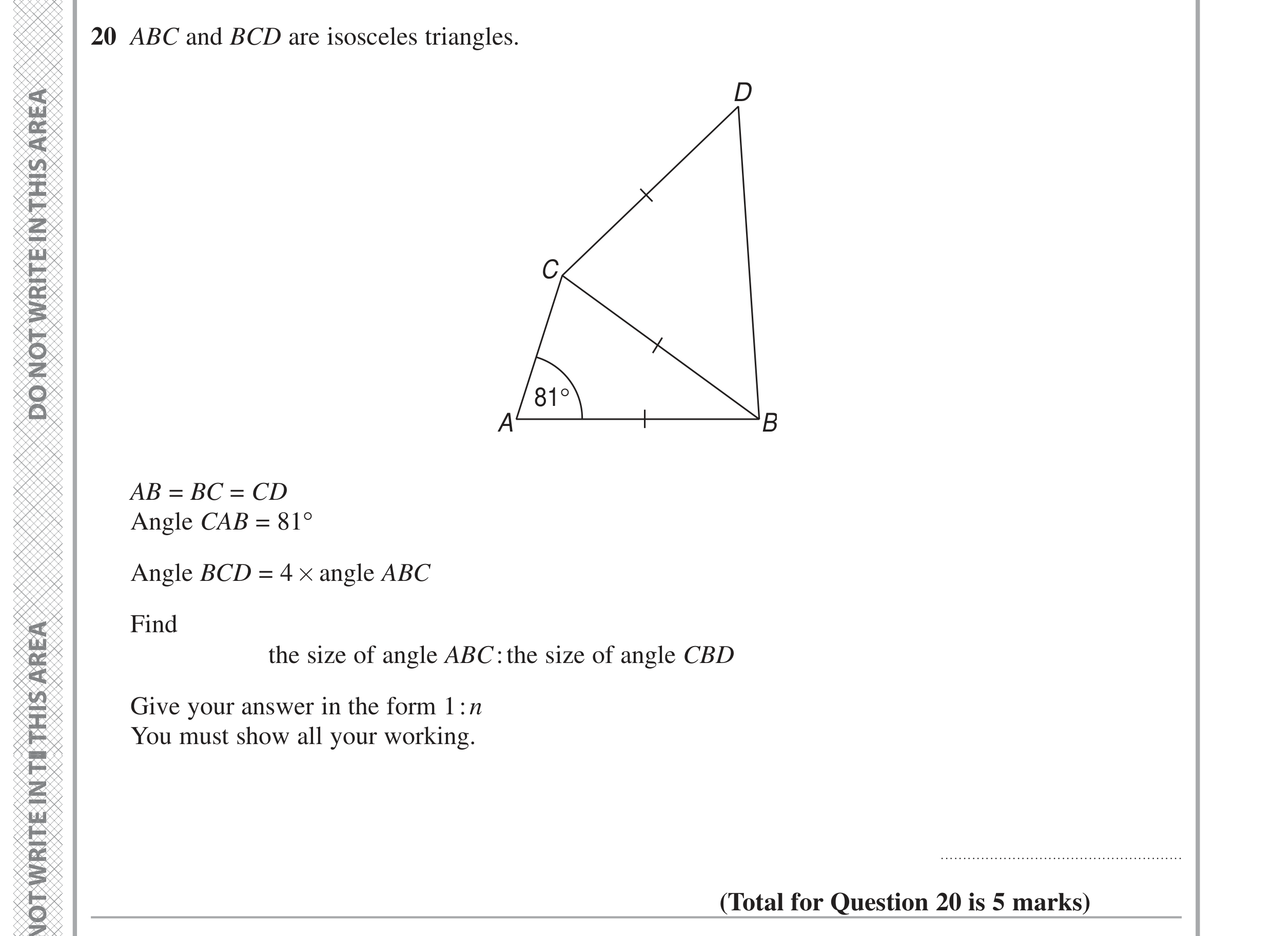 Question 20 — Angles, Ratios — Edexcel GCSE June 2024