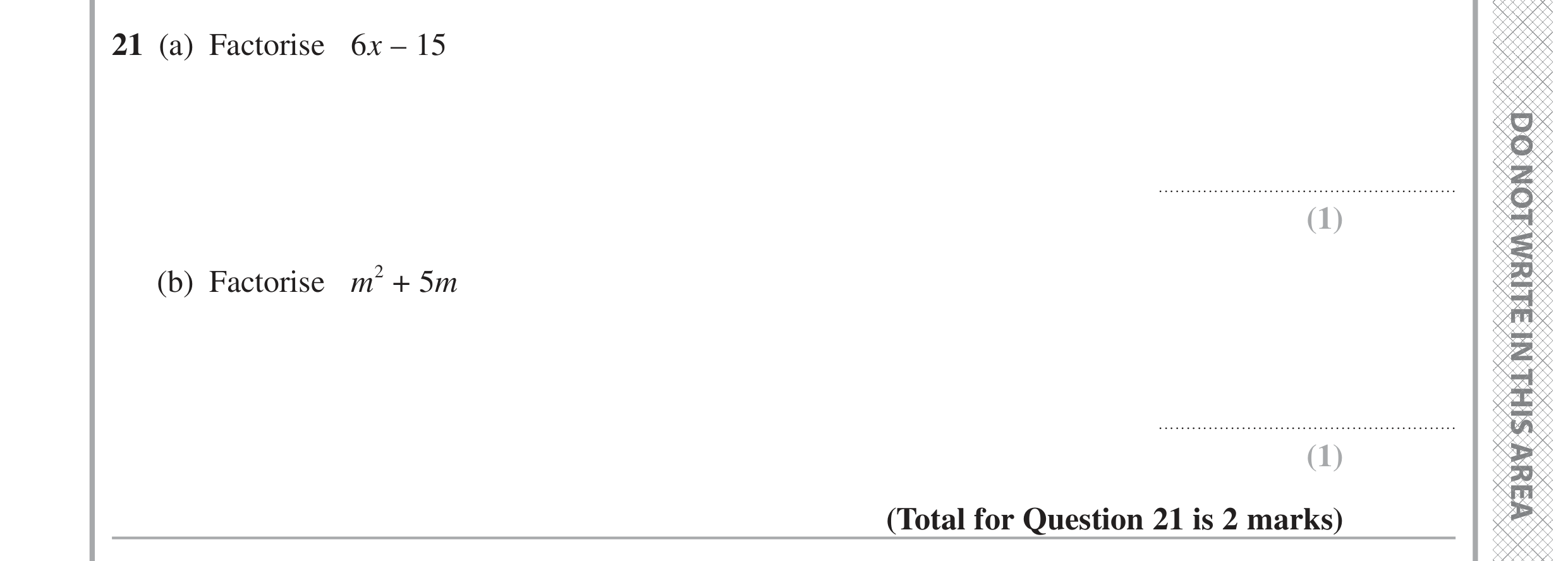 Question 21 — Factorise/Expand/Simplify — Edexcel GCSE June 2024