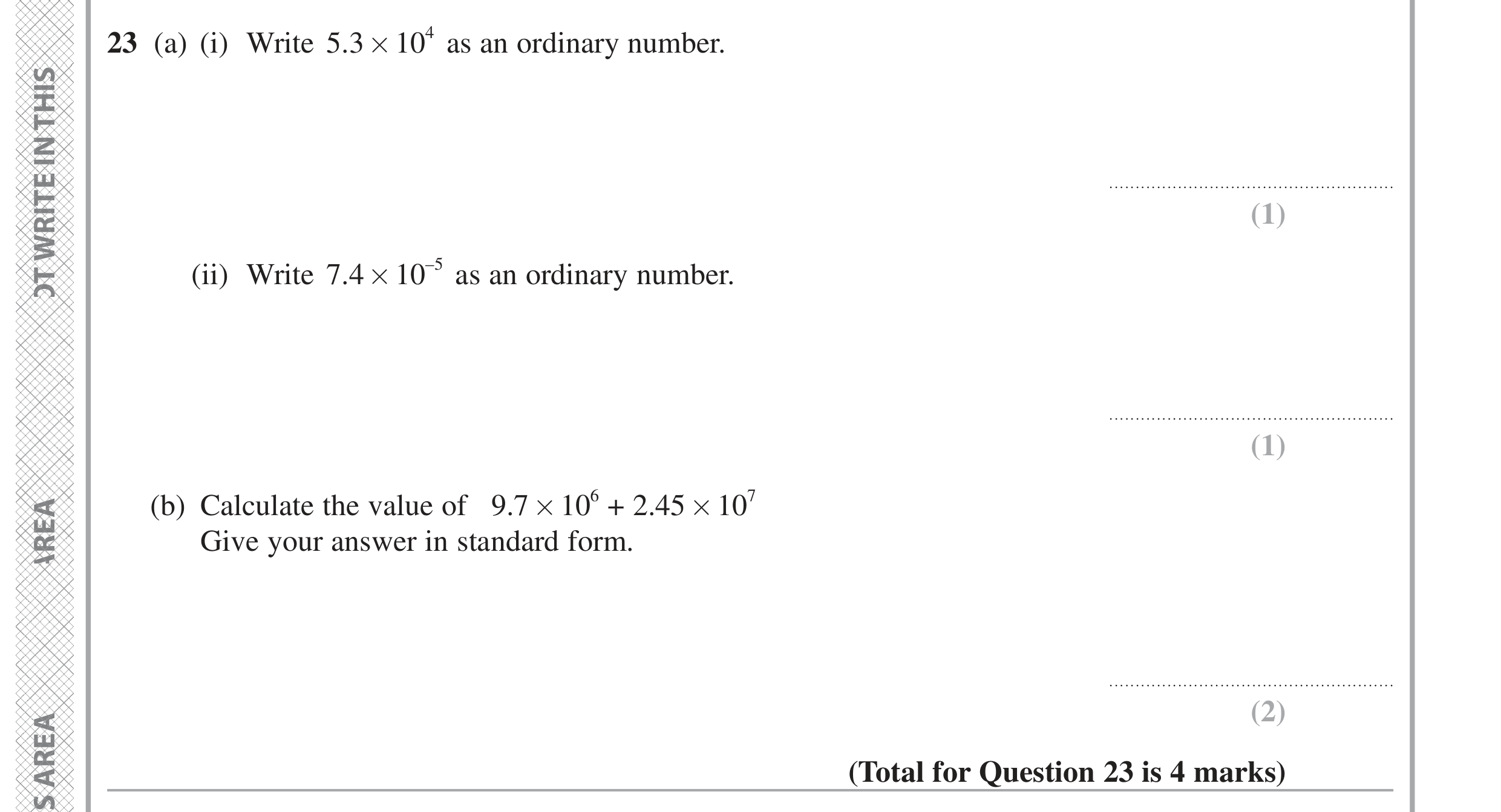 Question 23 — Standard Form — Edexcel GCSE June 2024