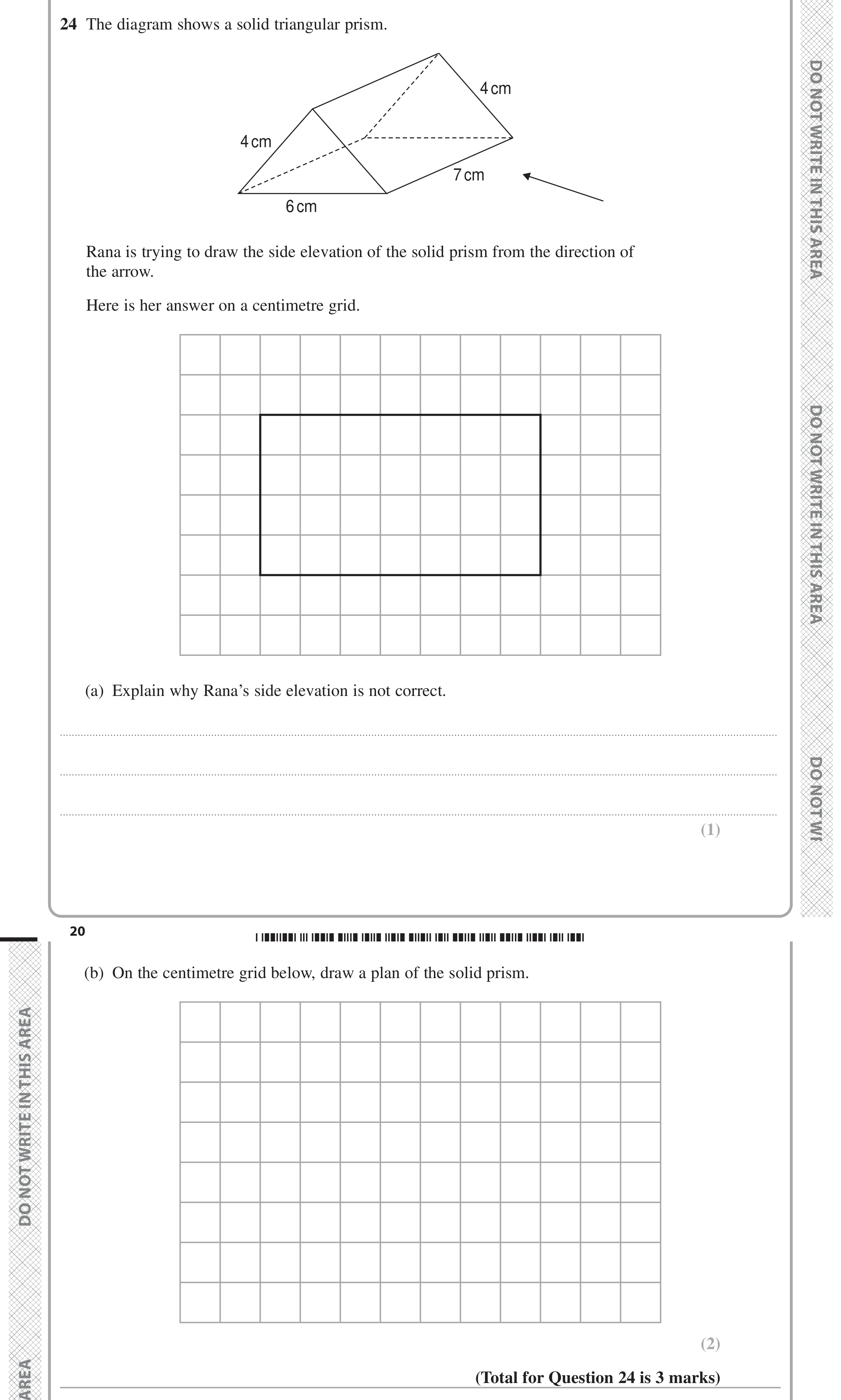 Question 24 — Elevations, Construction — Edexcel GCSE June 2024