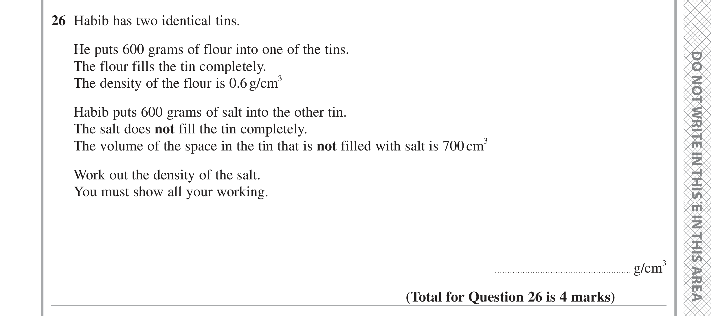 Question 26 — Speed/Distance/Time/Density/Pressure — Edexcel GCSE June 2024