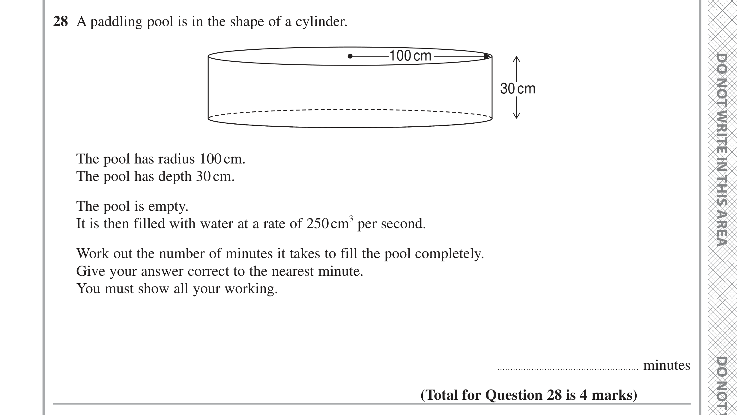 Question 28 — 3D Shapes and Volume, Unit Conversions — Edexcel GCSE June 2024