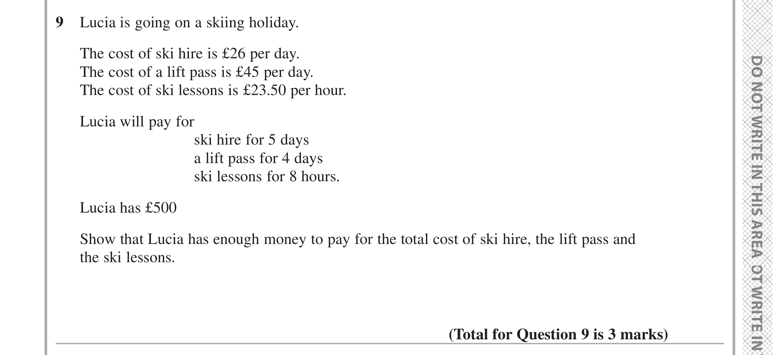 Question 9 — Money Problems — Edexcel GCSE June 2024