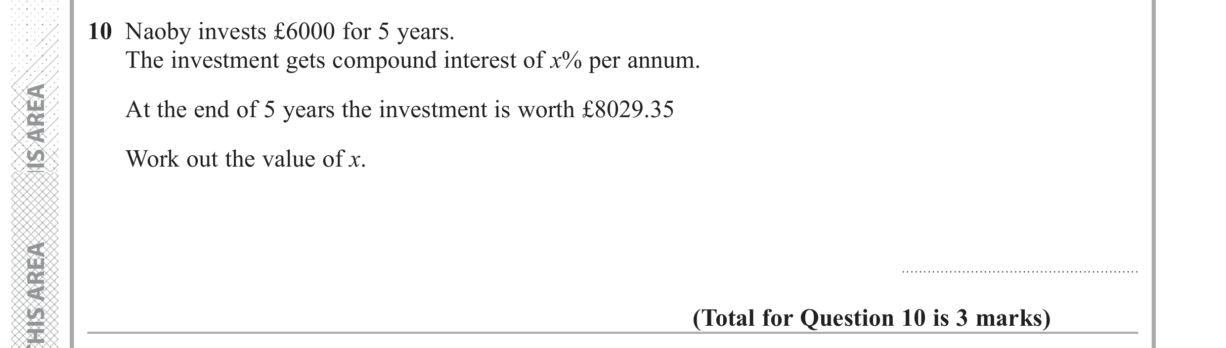 Question 10 — Compound Interest — Edexcel GCSE June 2017