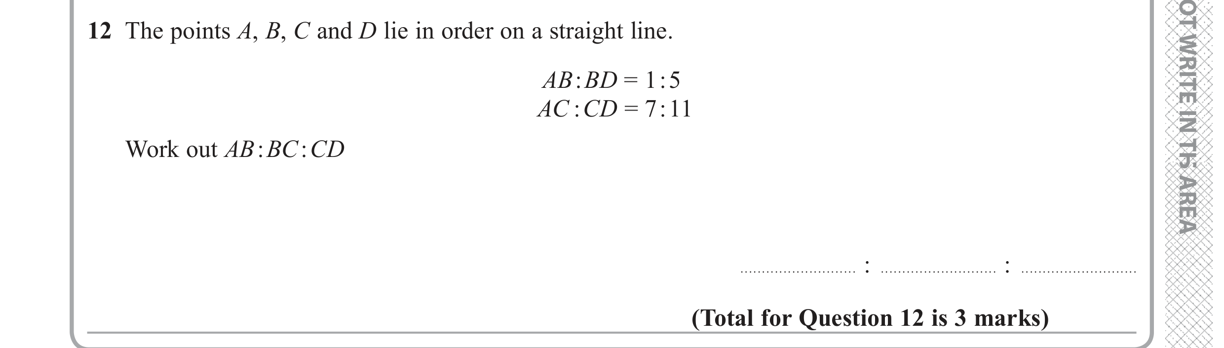 Question 12 — Ratios — Edexcel GCSE June 2017