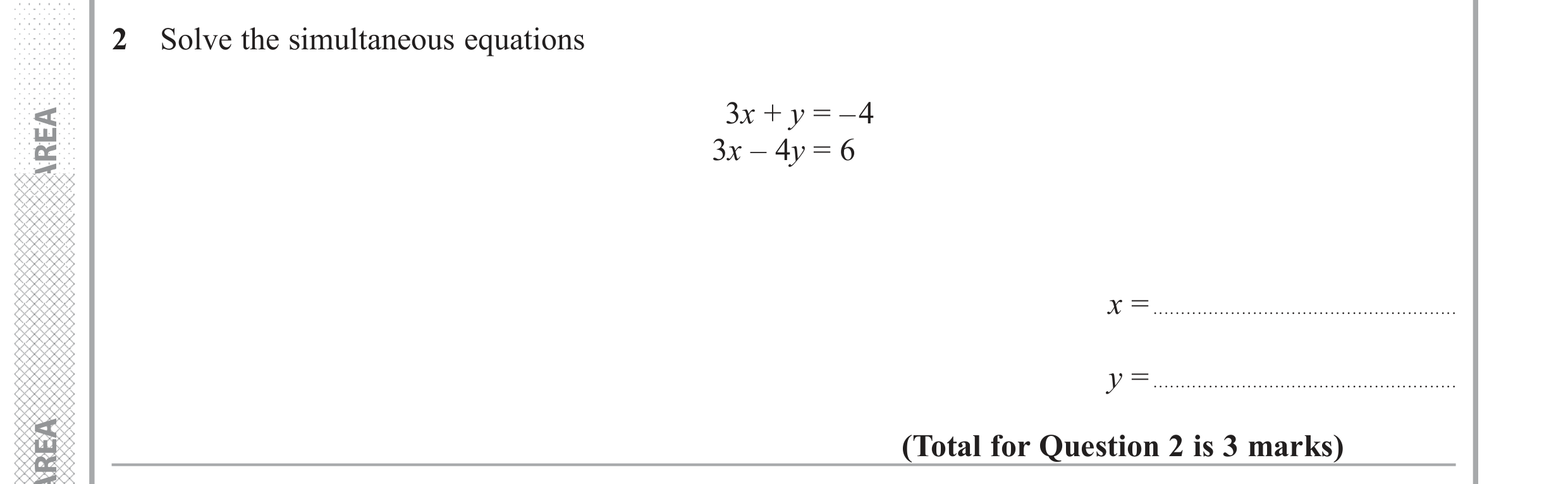 Question 2 — Simultaneous Equations — Edexcel GCSE June 2017