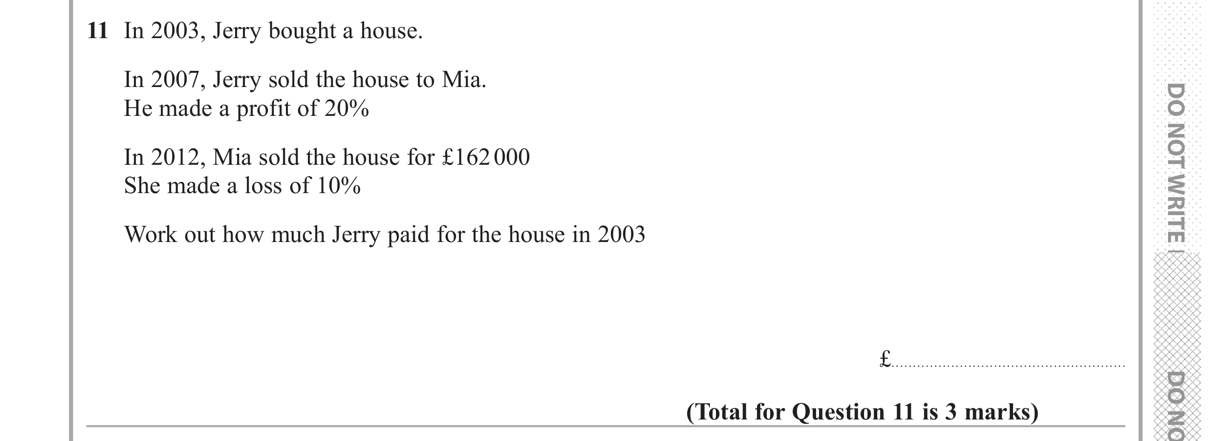 Question 11 — Percentages — Edexcel GCSE June 2018