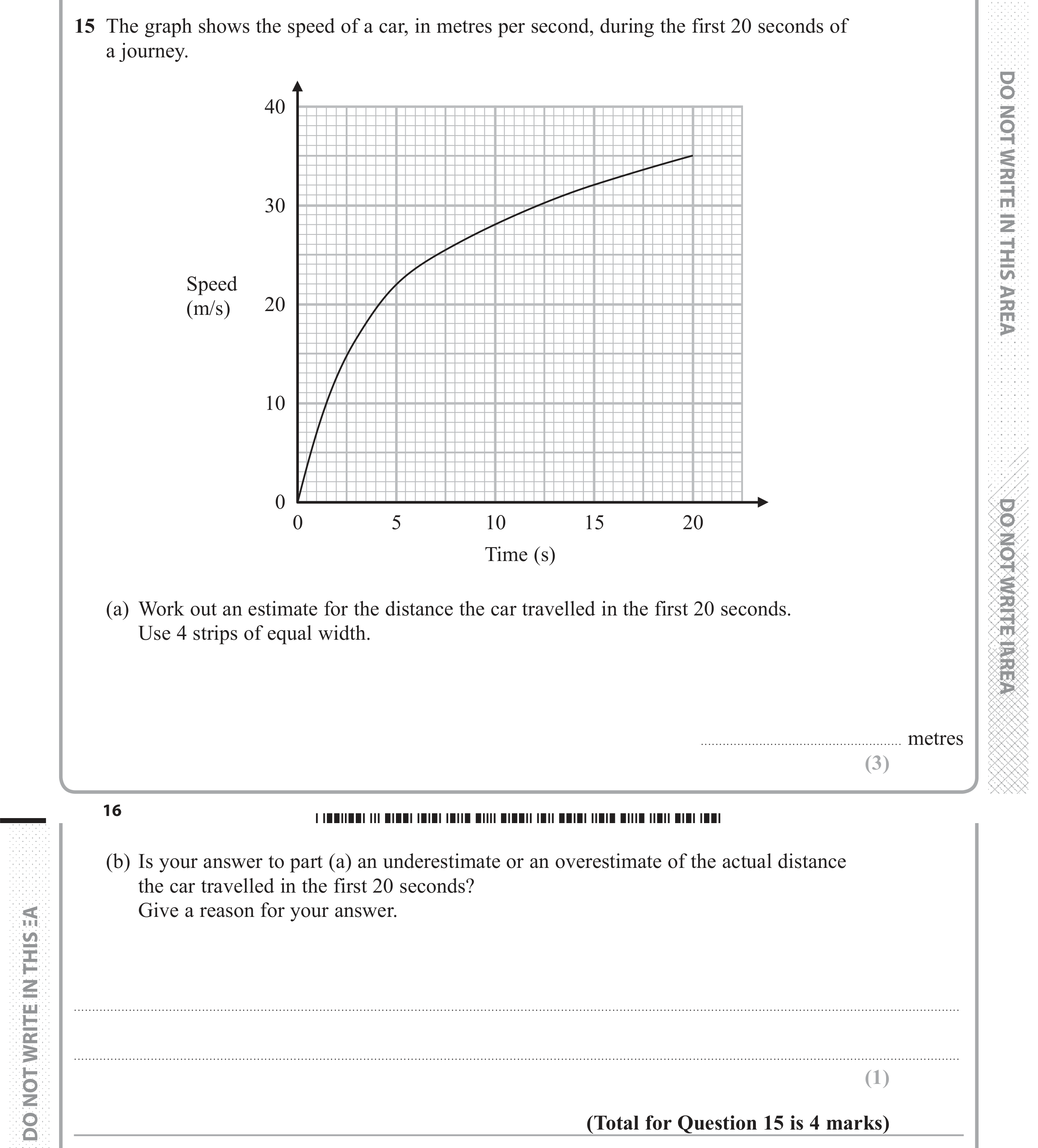 Question 15 — Graphs, Estimations — Edexcel GCSE June 2018