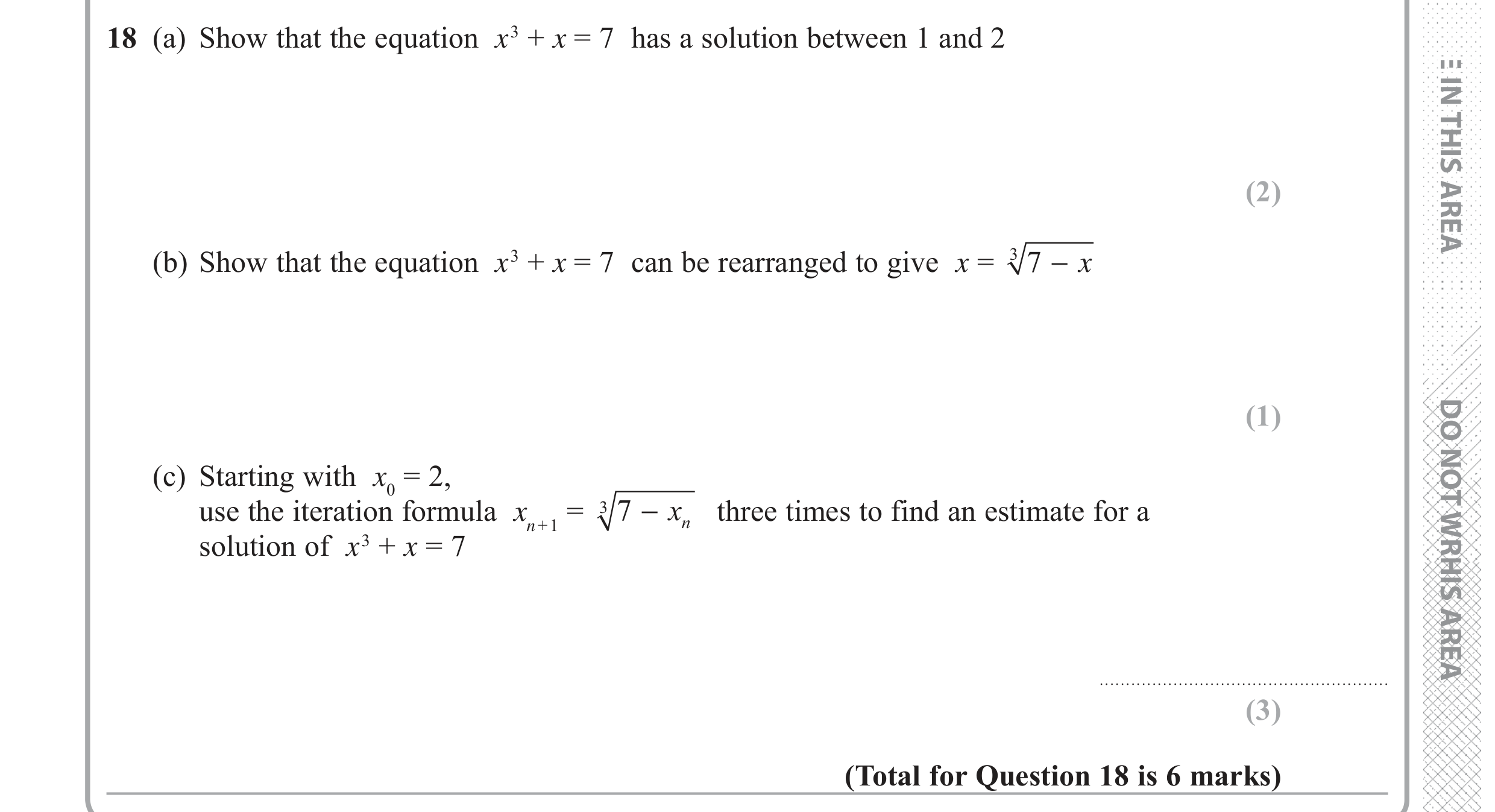 Question 18 — Numerical Methods — Edexcel GCSE June 2018