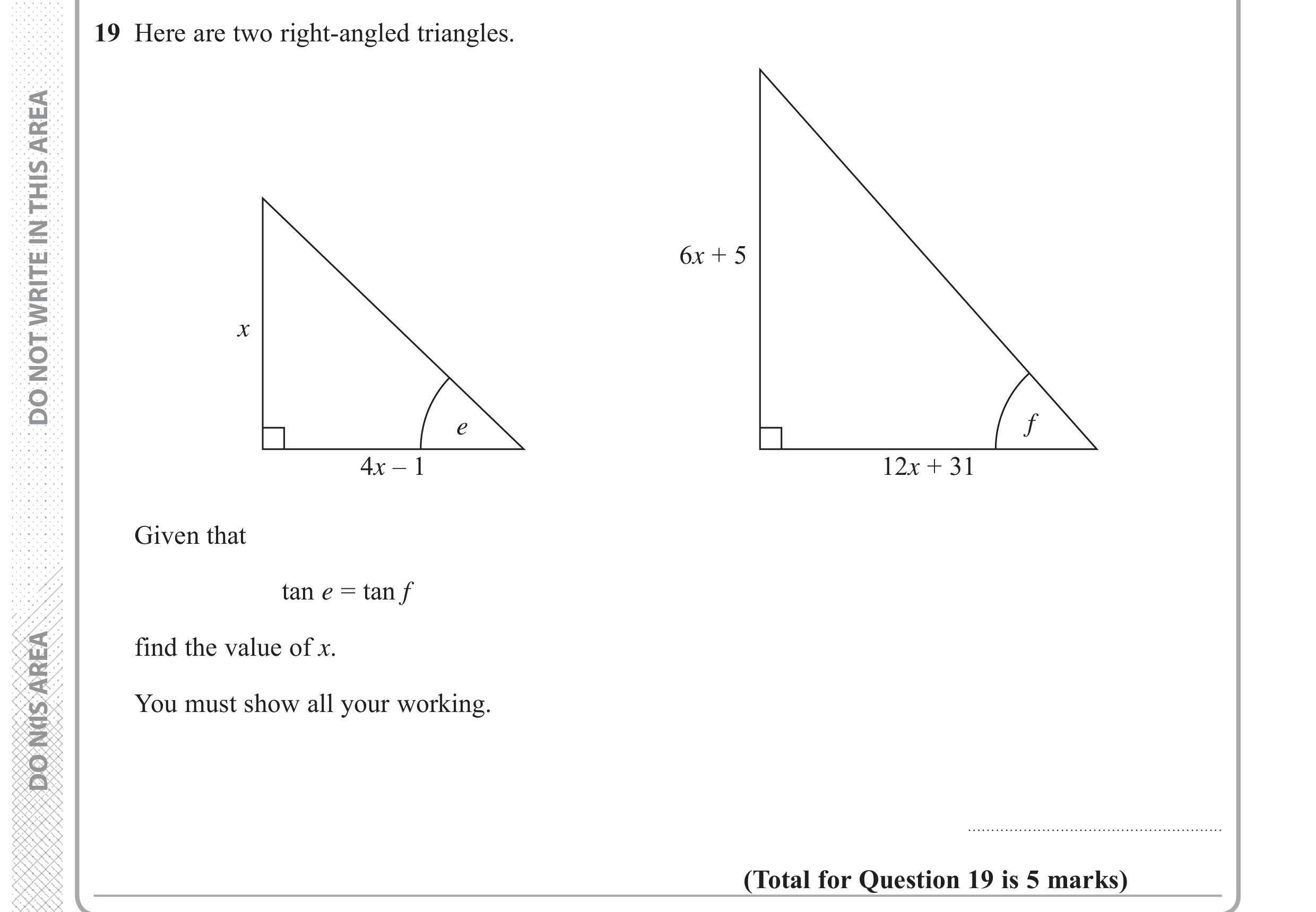Question 19 — Trigonometry — Edexcel GCSE June 2018