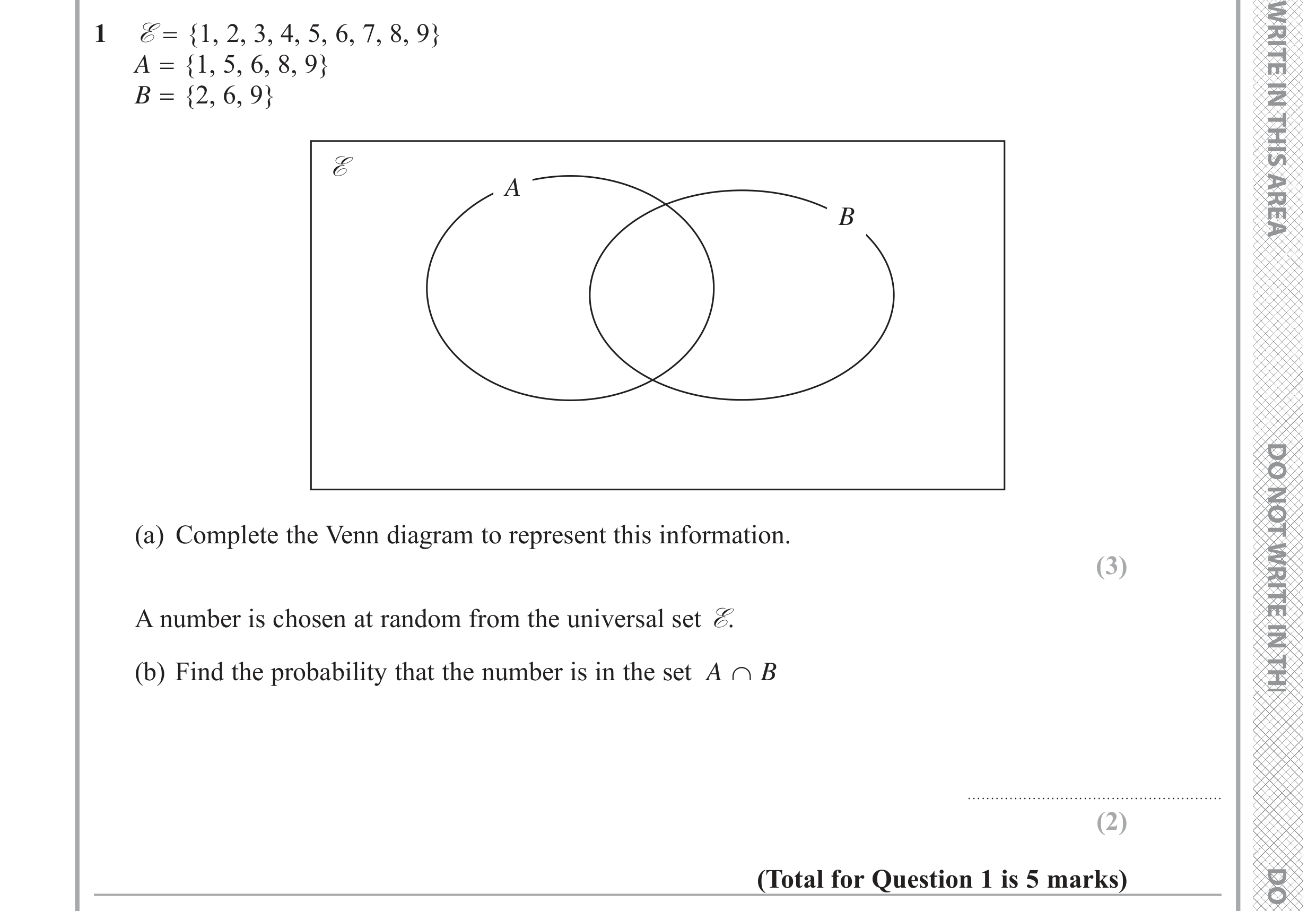 Question 1 — Set Notation — Edexcel GCSE June 2019