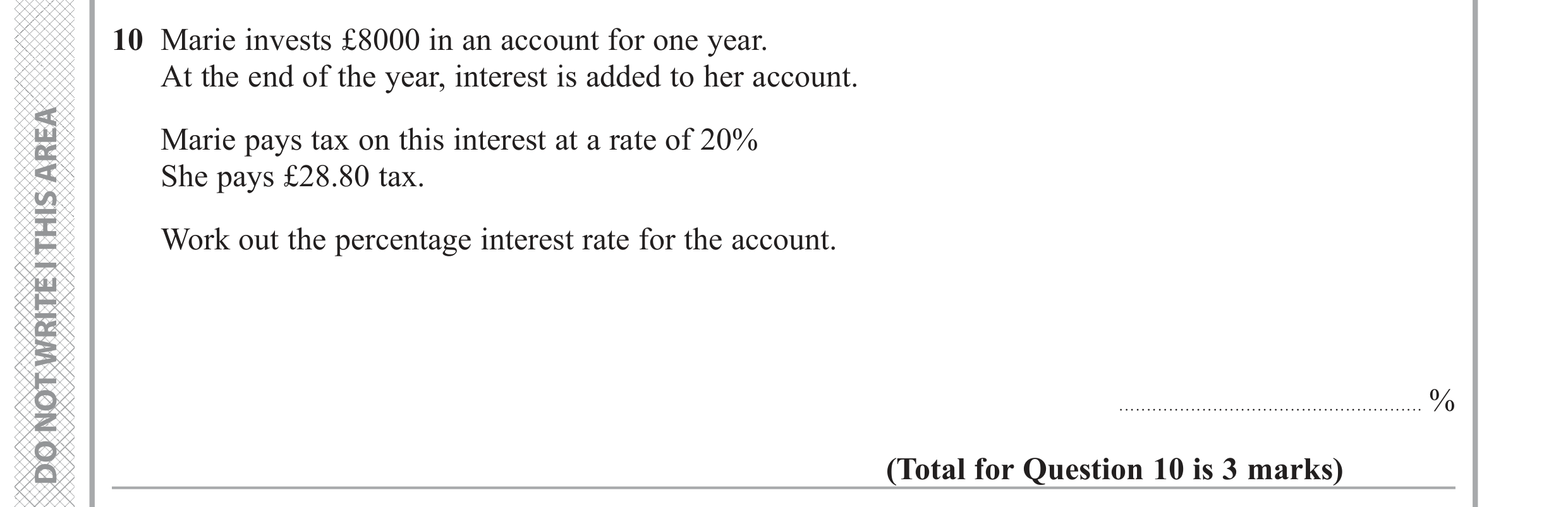Question 10 — Percentages — Edexcel GCSE June 2019