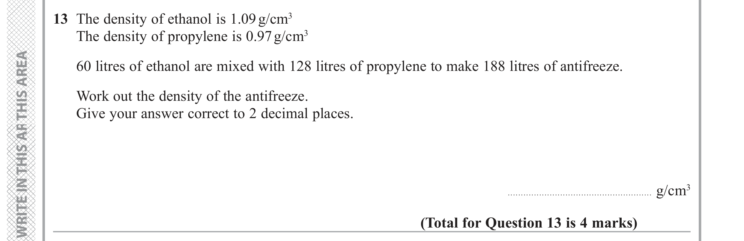 Question 13 — Speed/Distance/Time/Density/Pressure — Edexcel GCSE June 2019