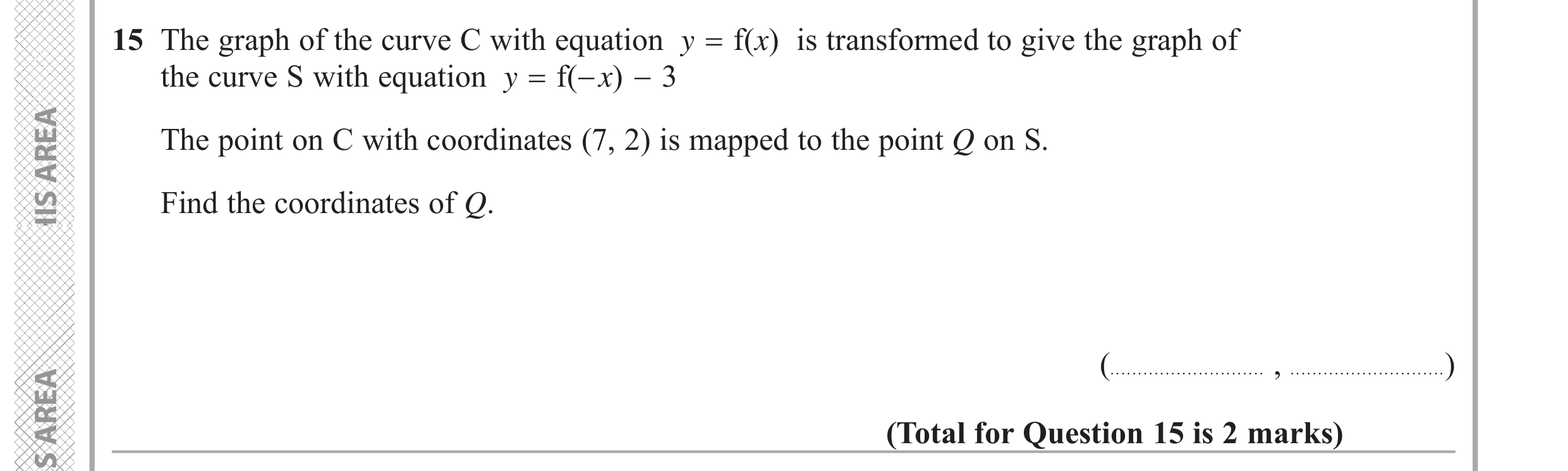 Question 15 — Graph Transformations — Edexcel GCSE June 2019