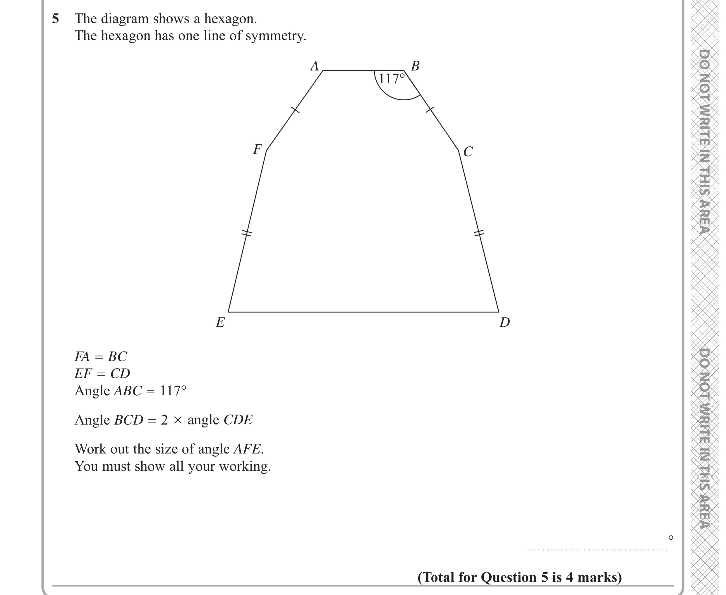 Question 5 — Angles — Edexcel GCSE June 2019
