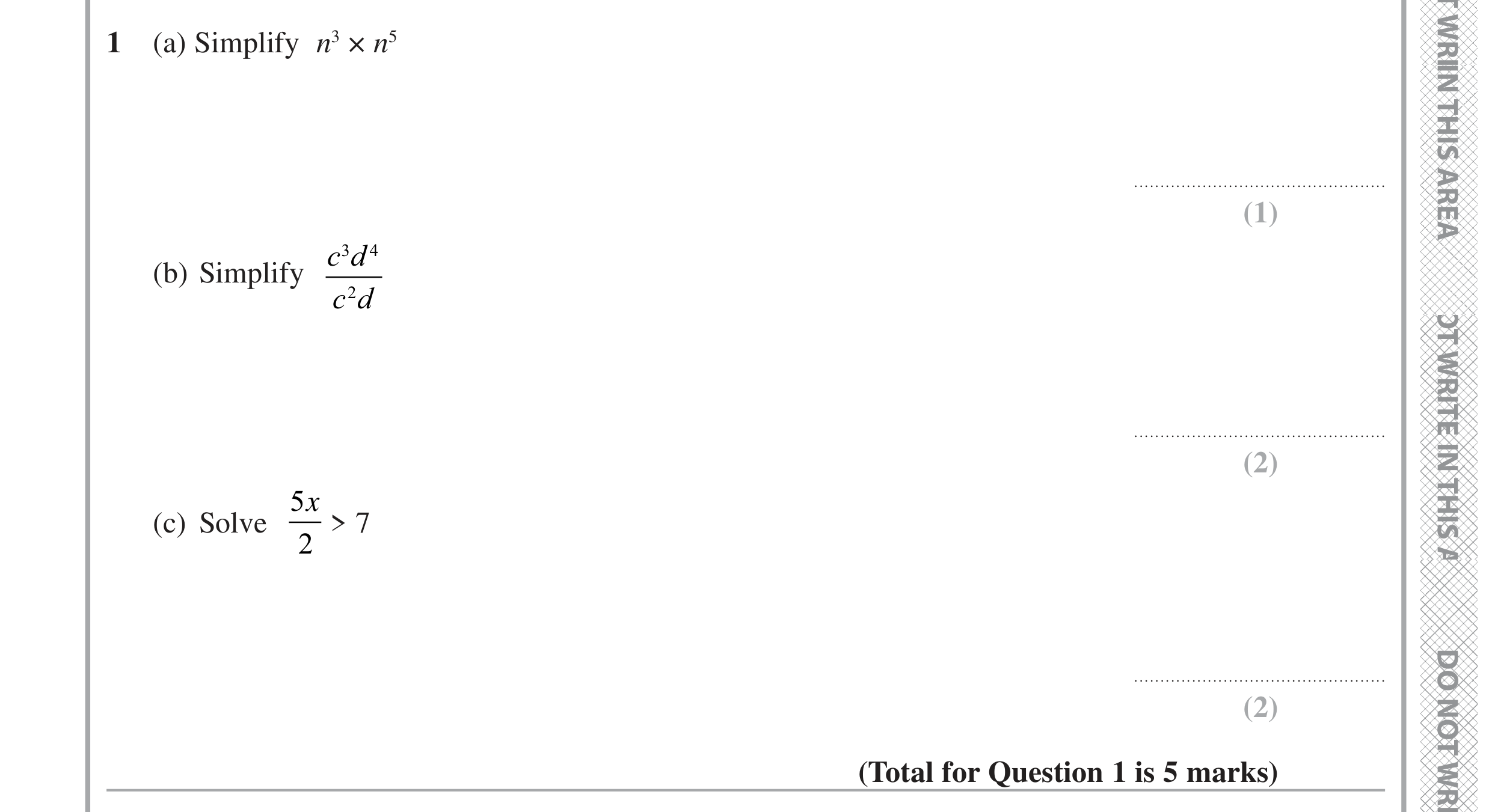 Question 1 — Powers, Inequalities — Edexcel GCSE June 2020