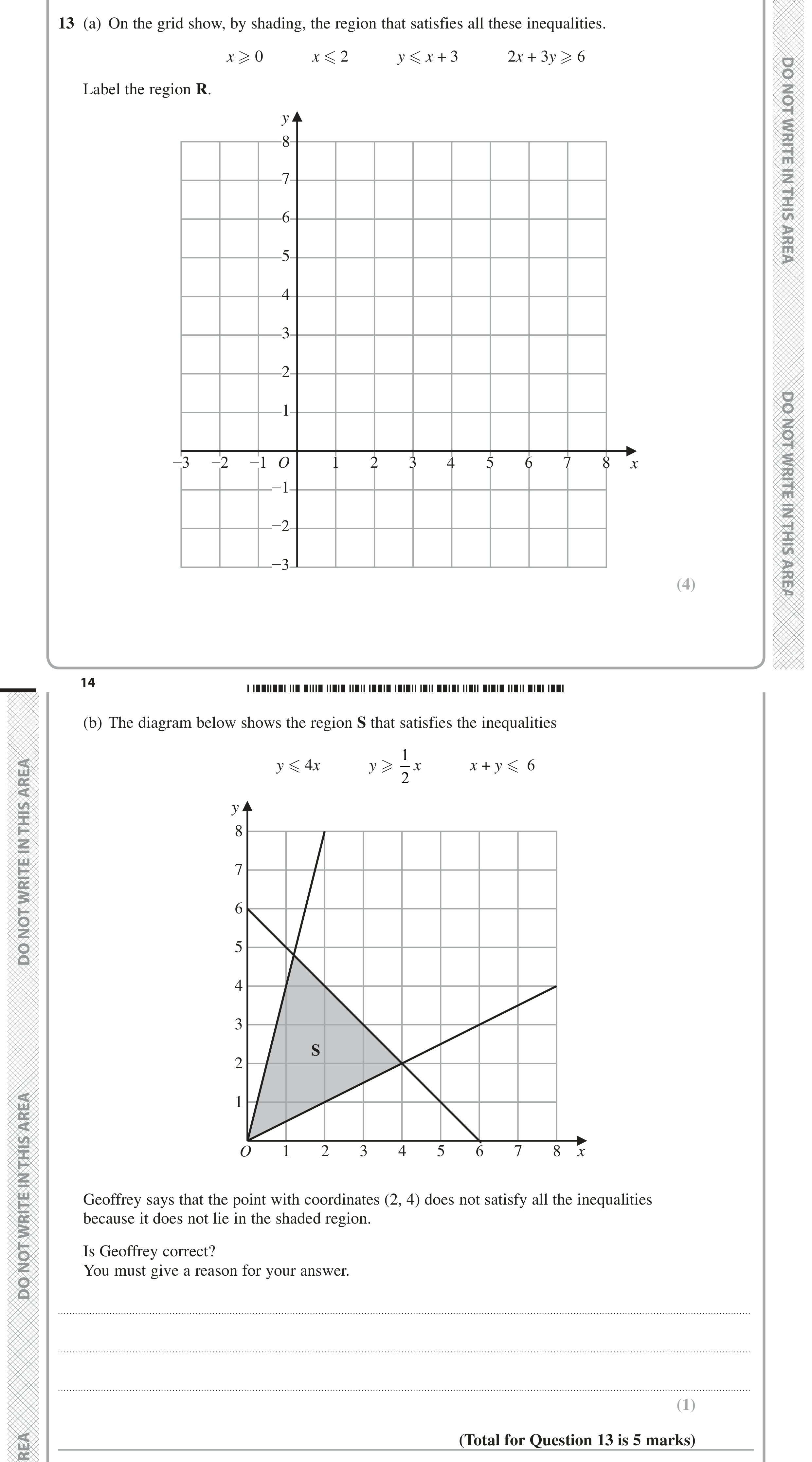 Question 13 — Inequalities — Edexcel GCSE June 2020